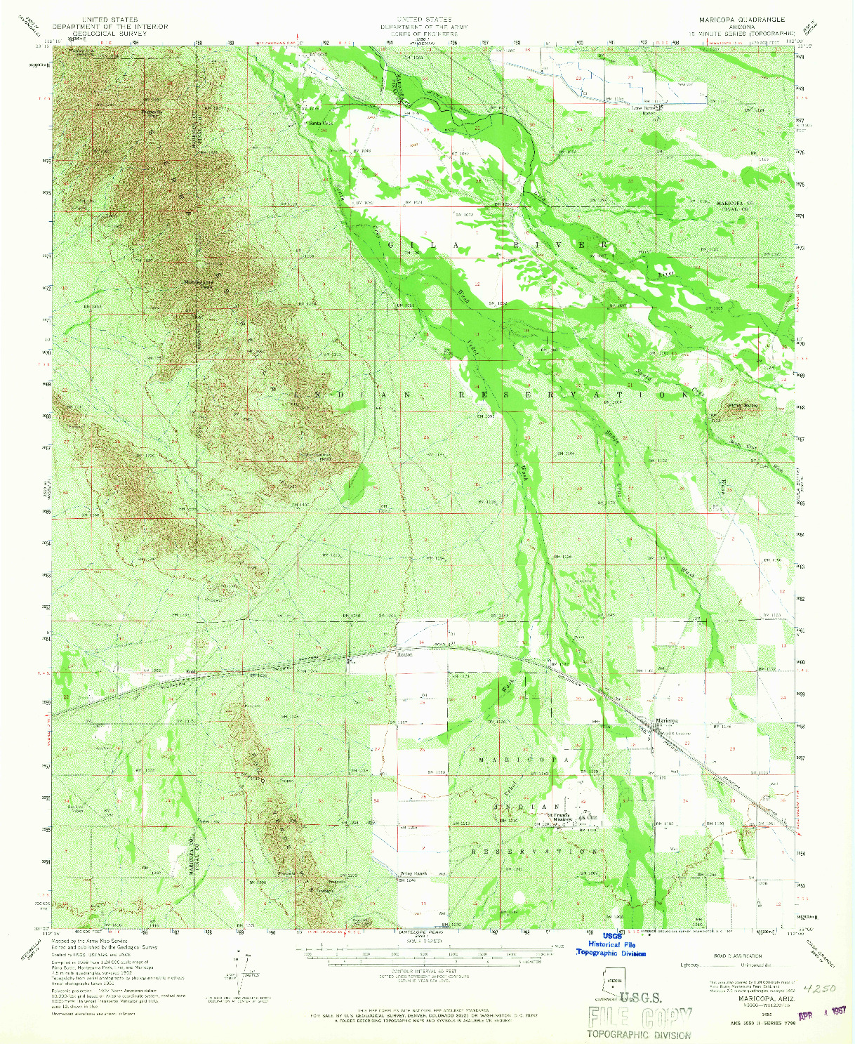 USGS 1:62500-SCALE QUADRANGLE FOR MARICOPA, AZ 1952