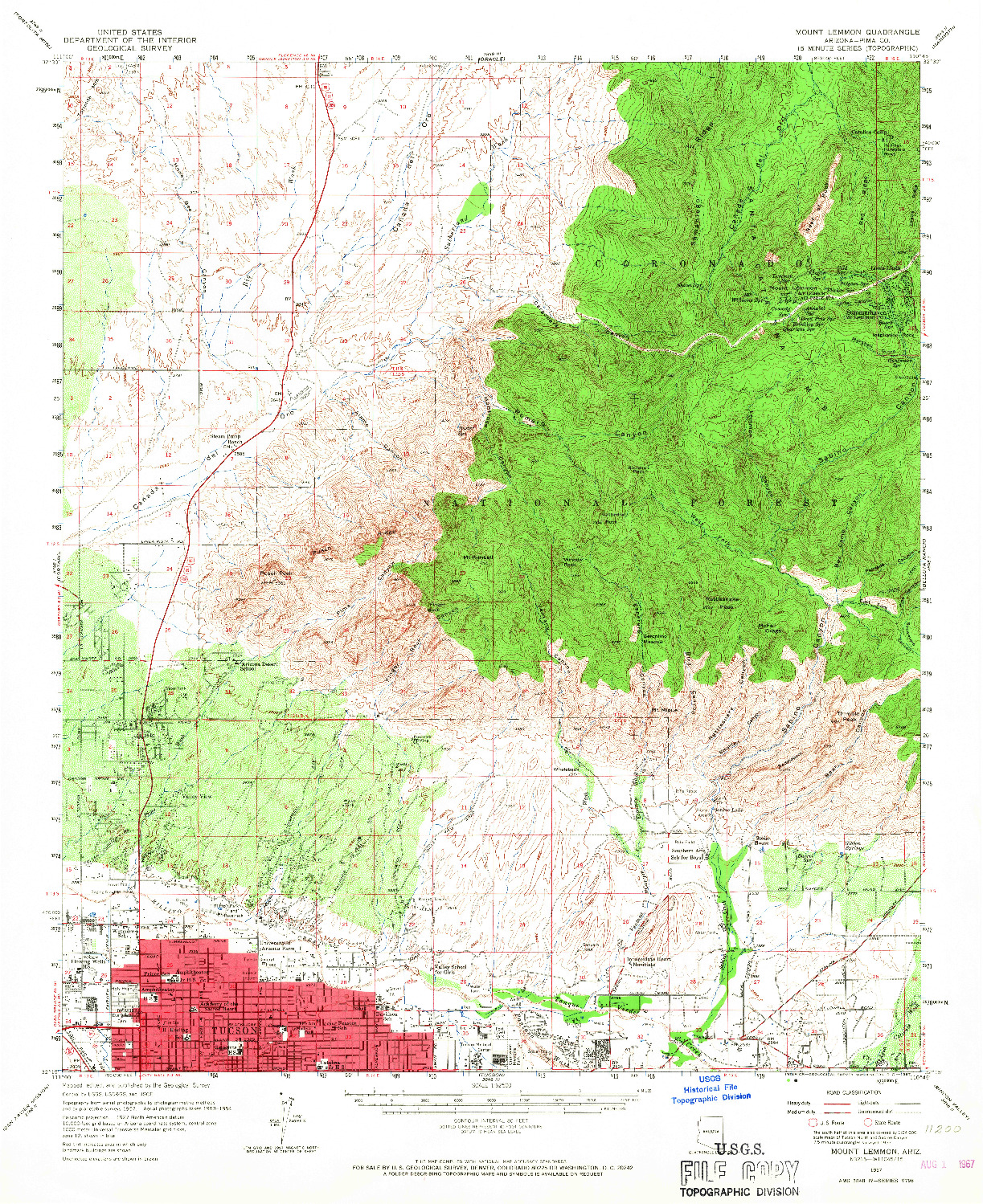USGS 1:62500-SCALE QUADRANGLE FOR MOUNT LEMMON, AZ 1957