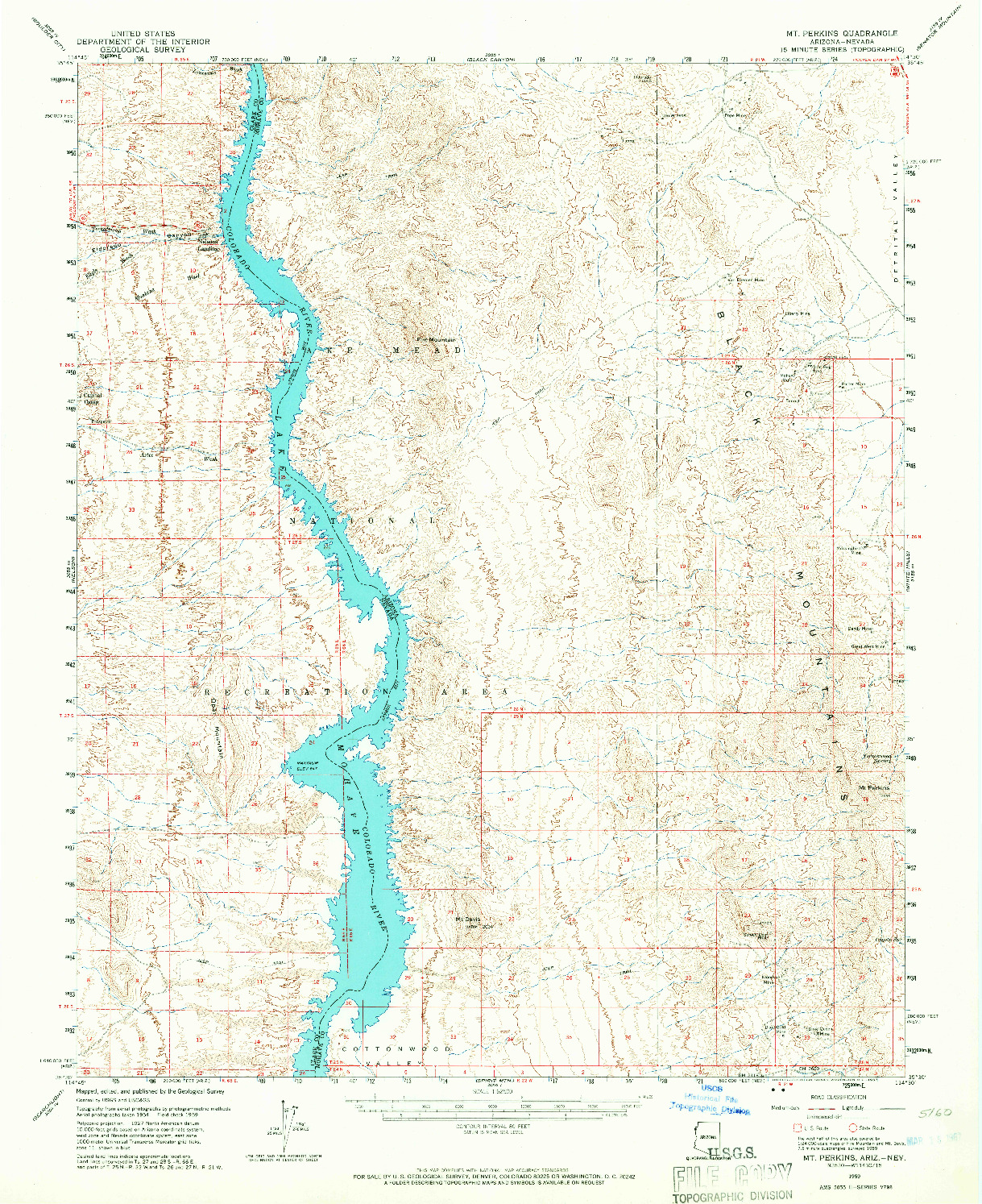 USGS 1:62500-SCALE QUADRANGLE FOR MT. PERKINS, AZ 1959