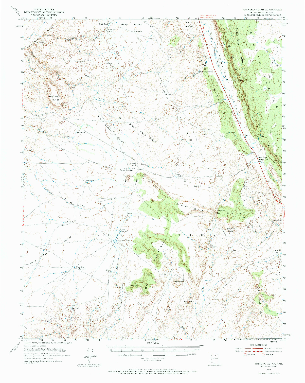 USGS 1:62500-SCALE QUADRANGLE FOR SHINUMO ALTAR, AZ 1954