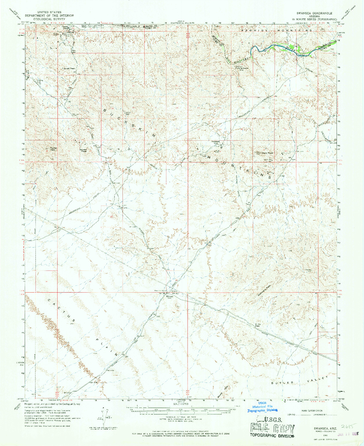 USGS 1:62500-SCALE QUADRANGLE FOR SWANSEA, AZ 1966