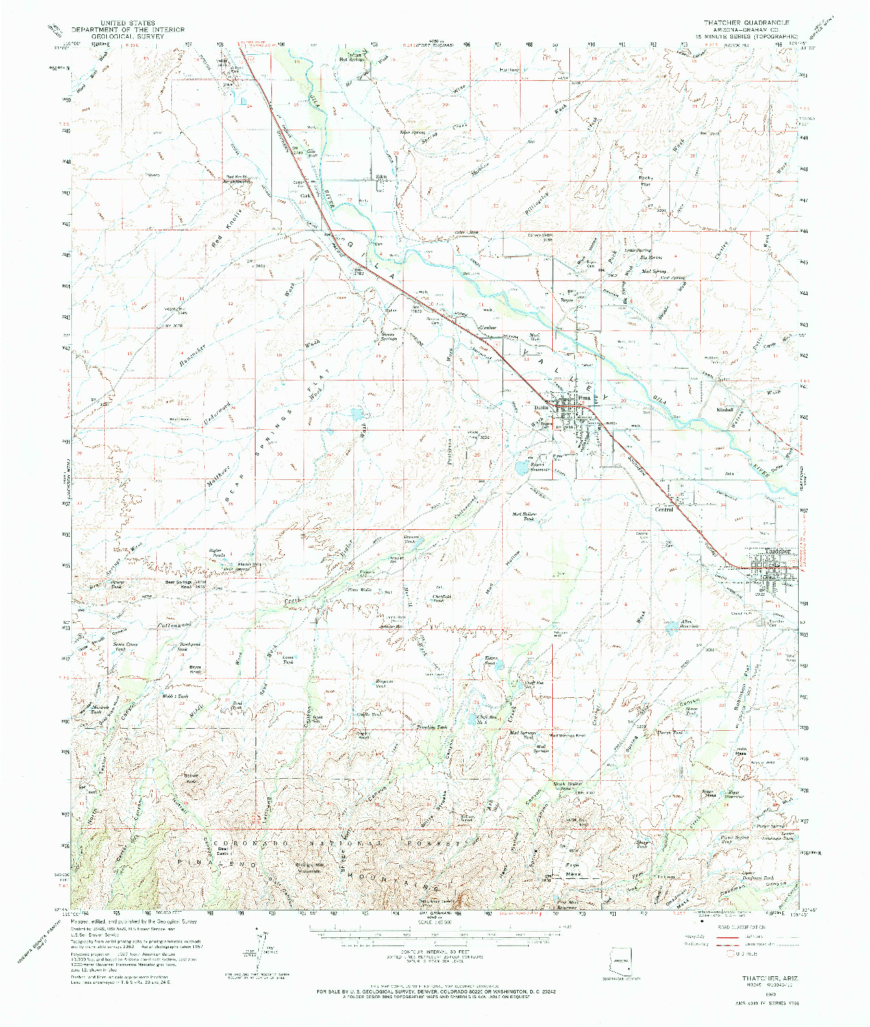 USGS 1:62500-SCALE QUADRANGLE FOR THATCHER, AZ 1960