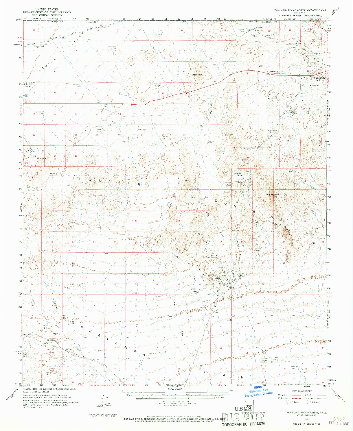 USGS 1:62500-SCALE QUADRANGLE FOR VULTURE MOUNTAINS, AZ 1961