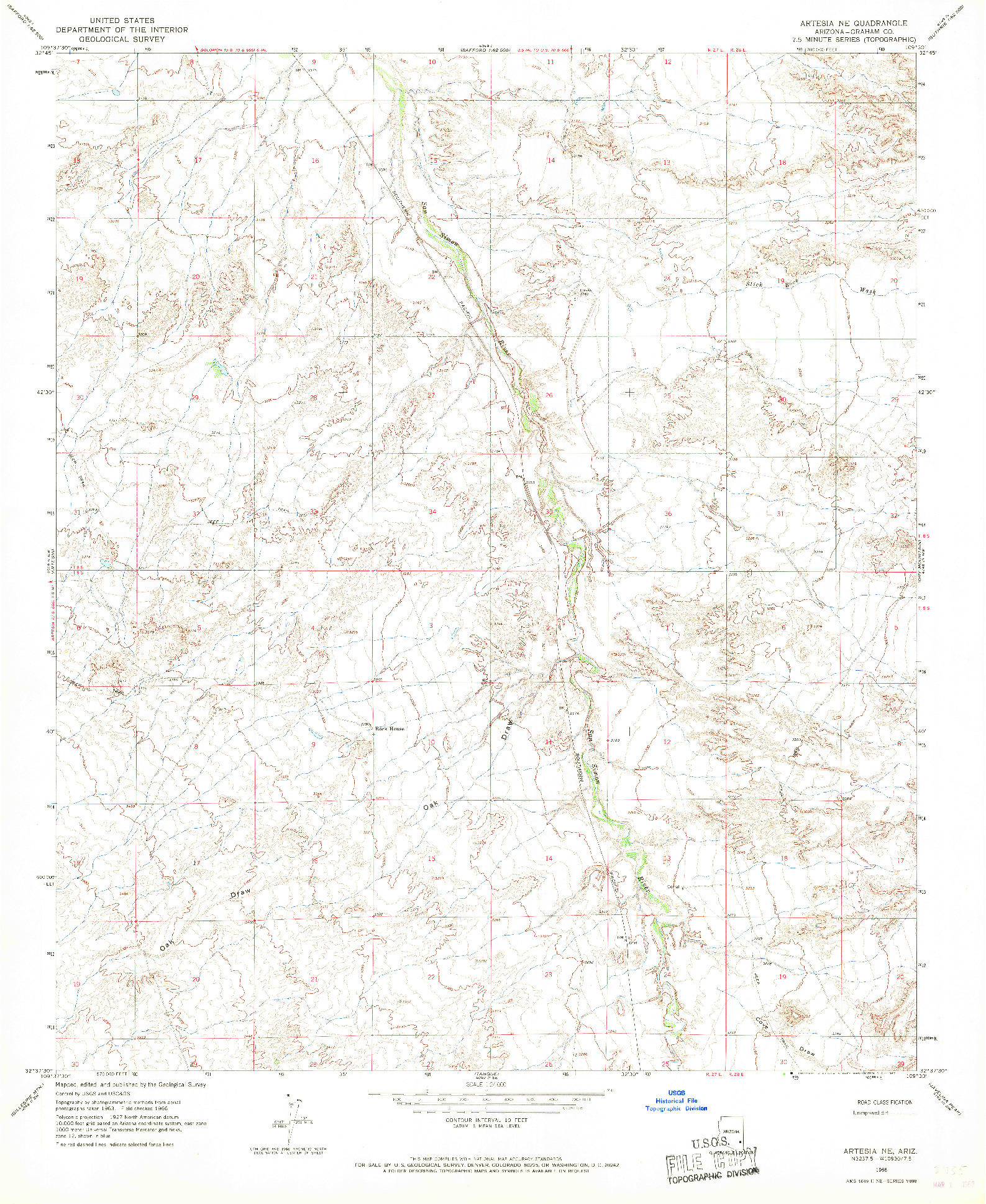 USGS 1:24000-SCALE QUADRANGLE FOR ARTESIA NE, AZ 1966