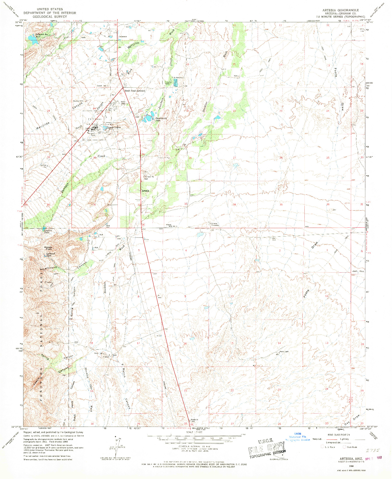 USGS 1:24000-SCALE QUADRANGLE FOR ARTESIA, AZ 1966