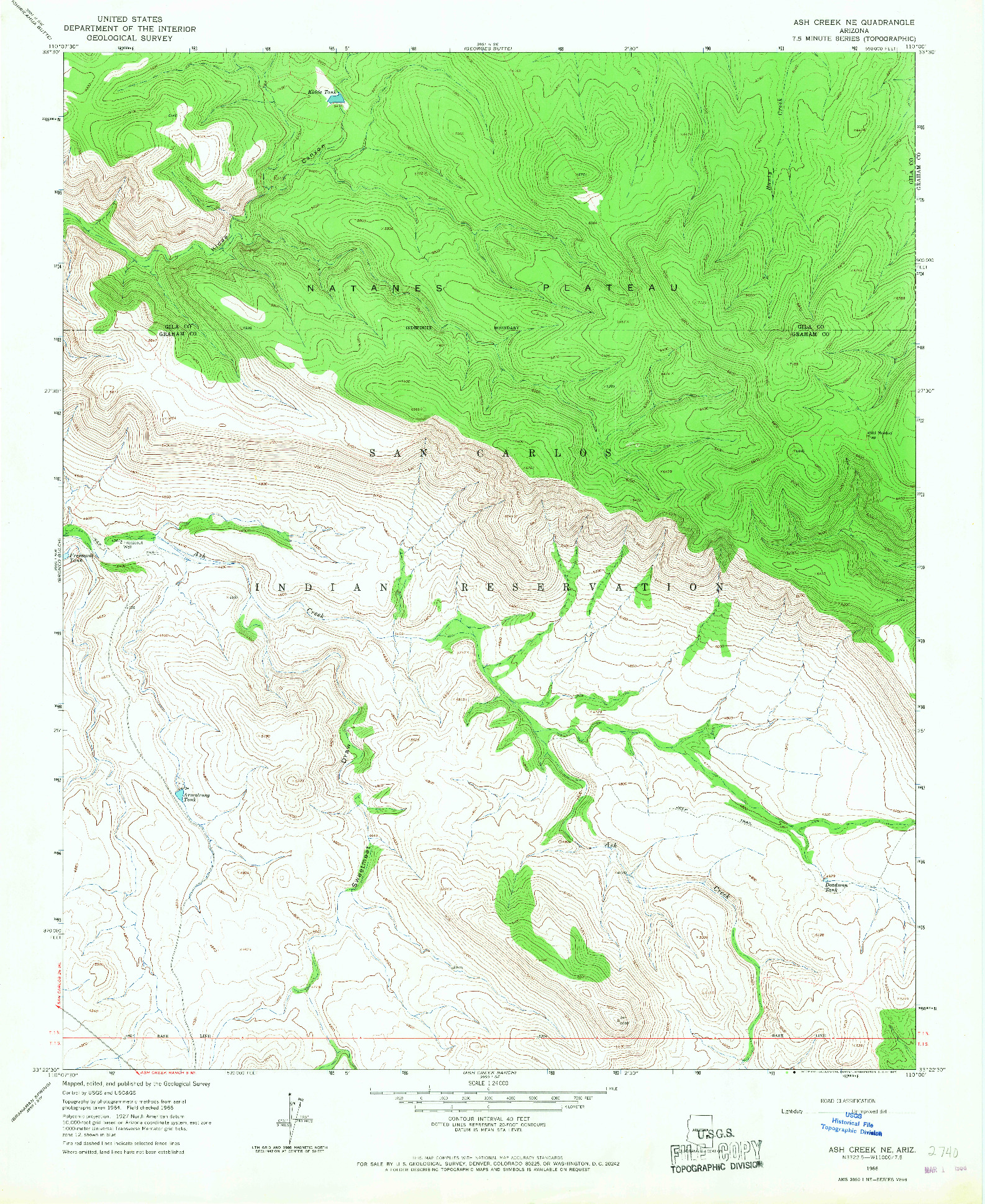 USGS 1:24000-SCALE QUADRANGLE FOR ASH CREEK NE, AZ 1966
