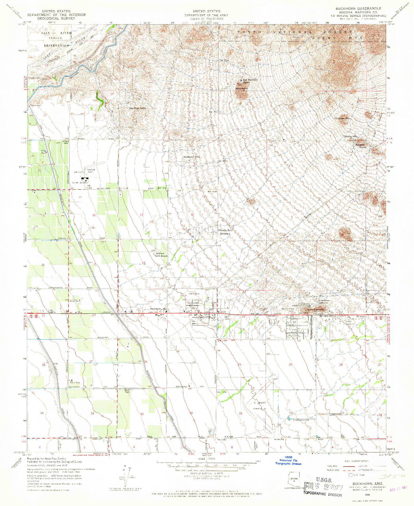 USGS 1:24000-SCALE QUADRANGLE FOR BUCKHORN, AZ 1956