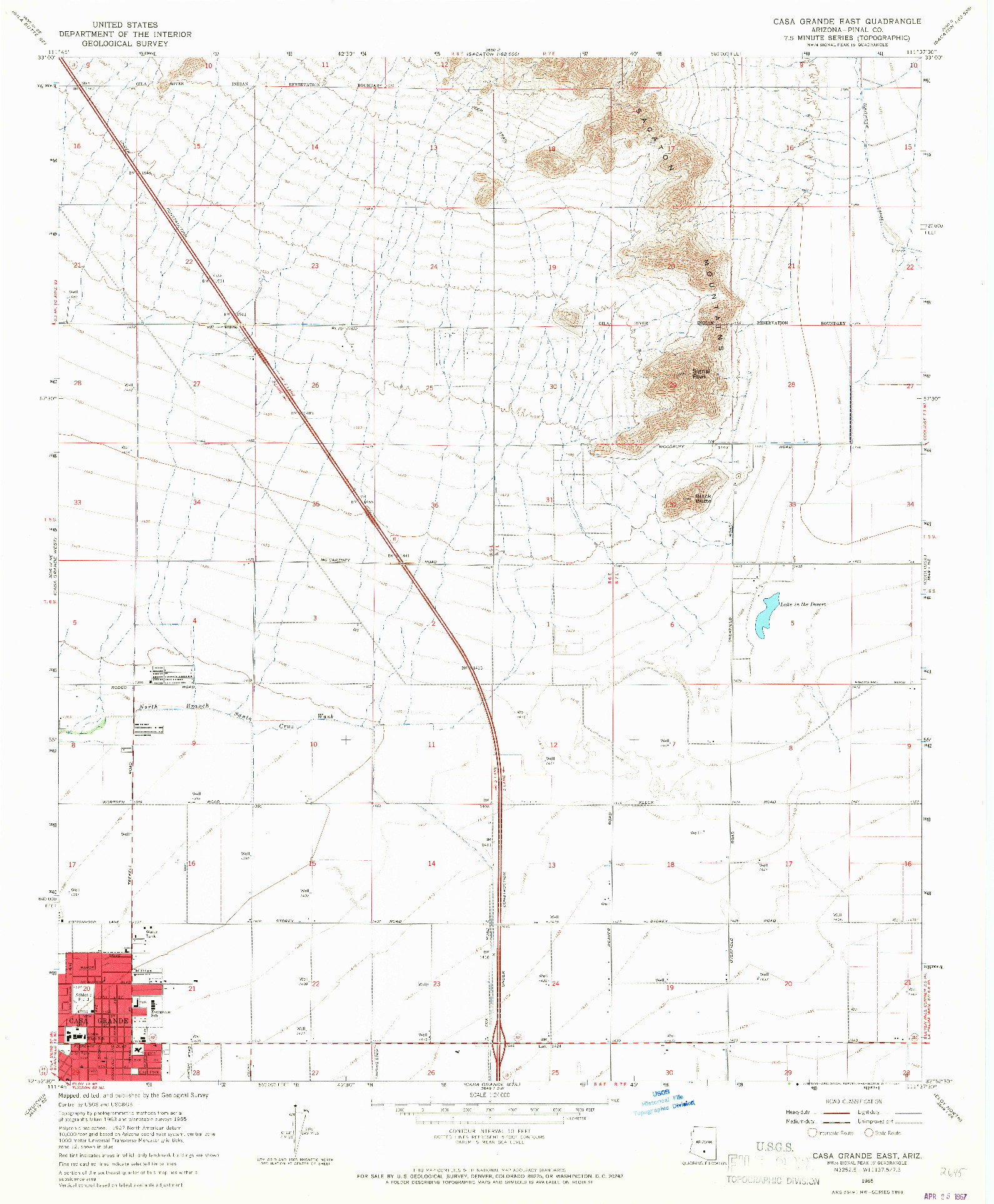 USGS 1:24000-SCALE QUADRANGLE FOR CASA GRANDE EAST, AZ 1965