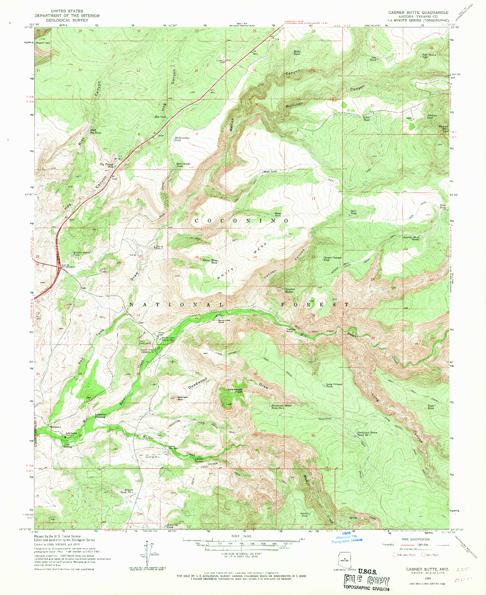 USGS 1:24000-SCALE QUADRANGLE FOR CASNER BUTTE, AZ 1965