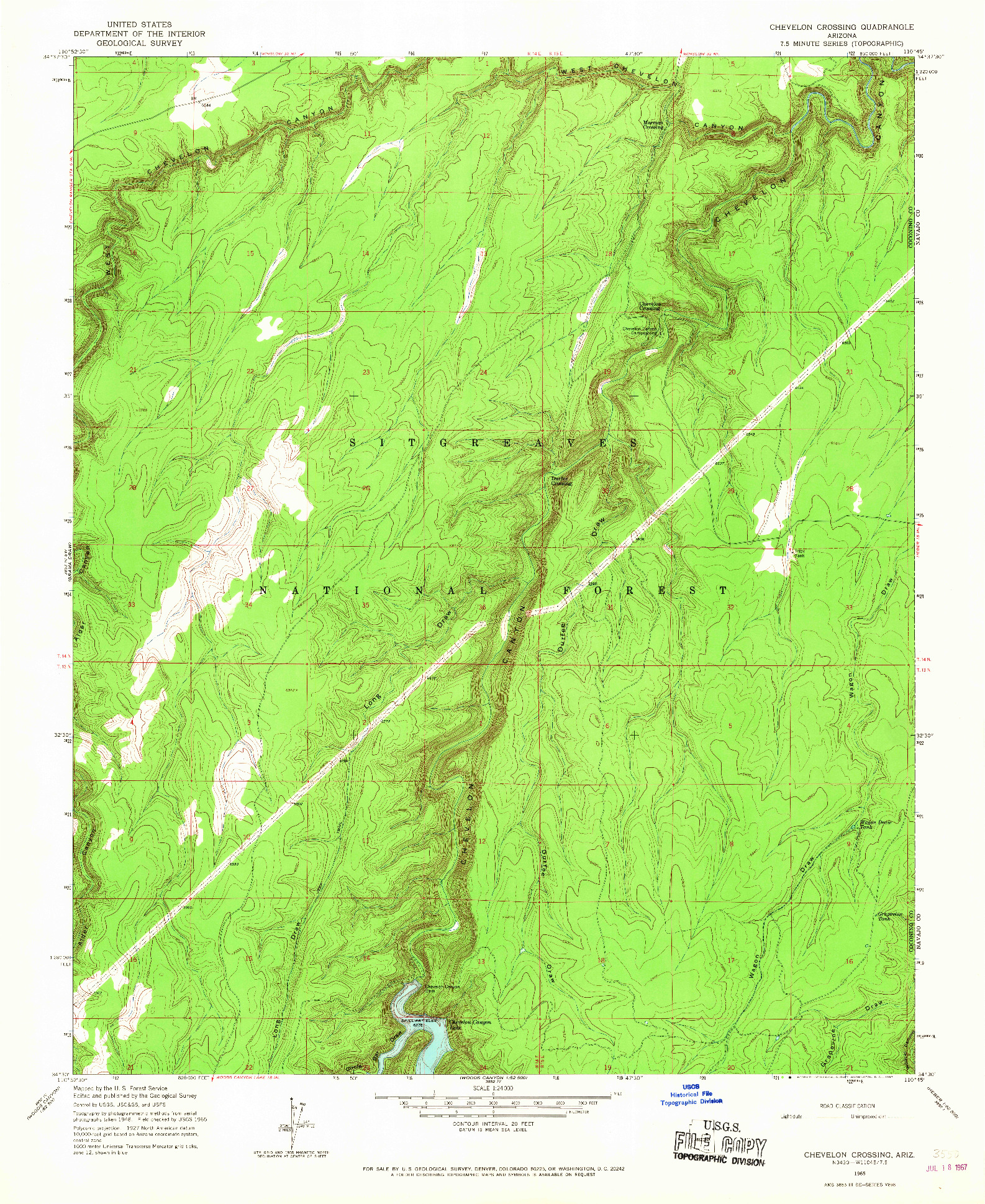 USGS 1:24000-SCALE QUADRANGLE FOR CHEVELON CROSSING, AZ 1965