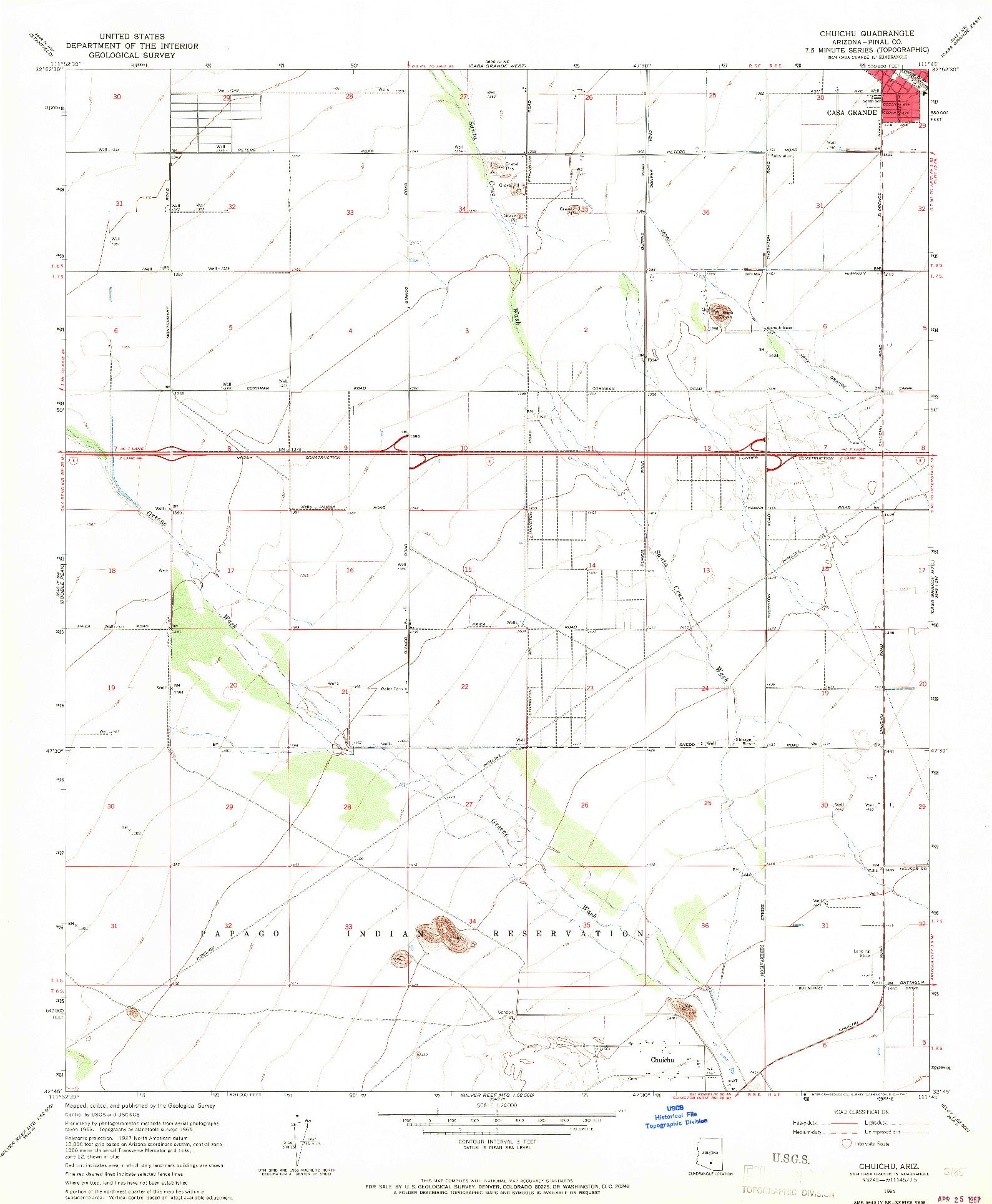 USGS 1:24000-SCALE QUADRANGLE FOR CHUICHU, AZ 1965