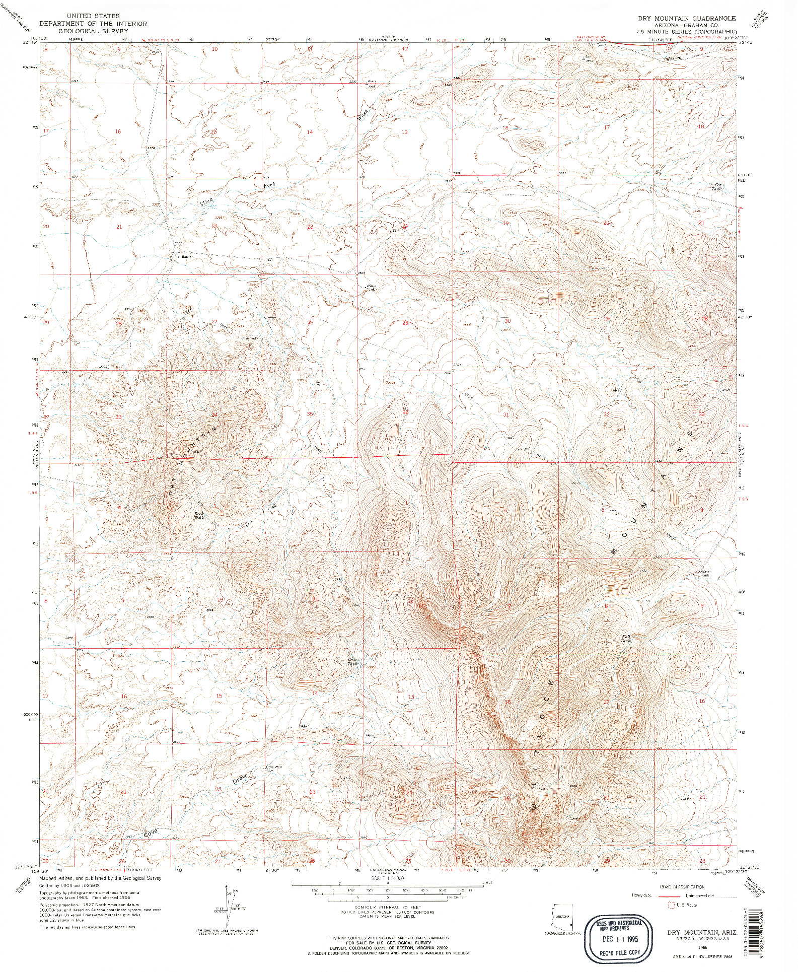 USGS 1:24000-SCALE QUADRANGLE FOR DRY MOUNTAIN, AZ 1966
