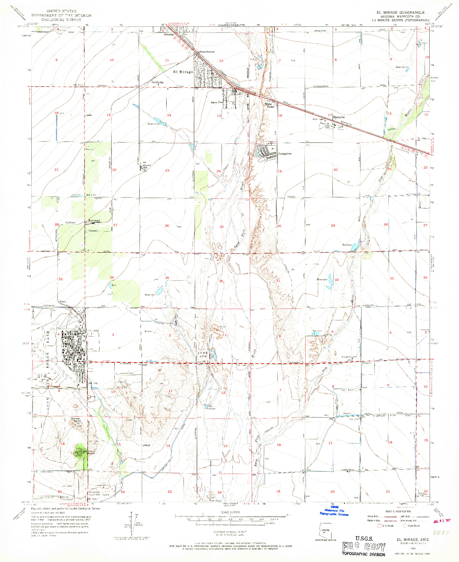 USGS 1:24000-SCALE QUADRANGLE FOR EL MIRAGE, AZ 1957