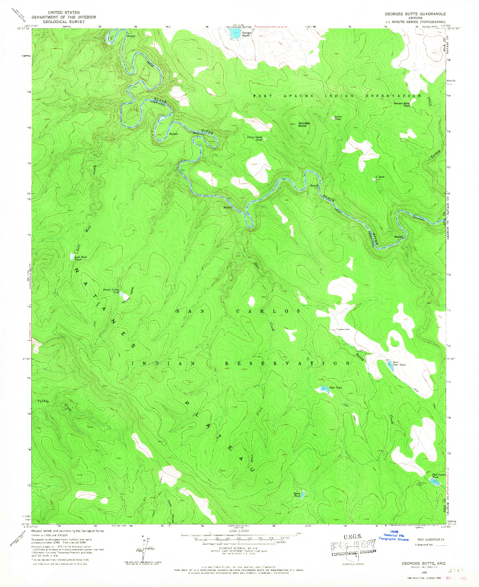 USGS 1:24000-SCALE QUADRANGLE FOR GEORGES BUTTE, AZ 1966