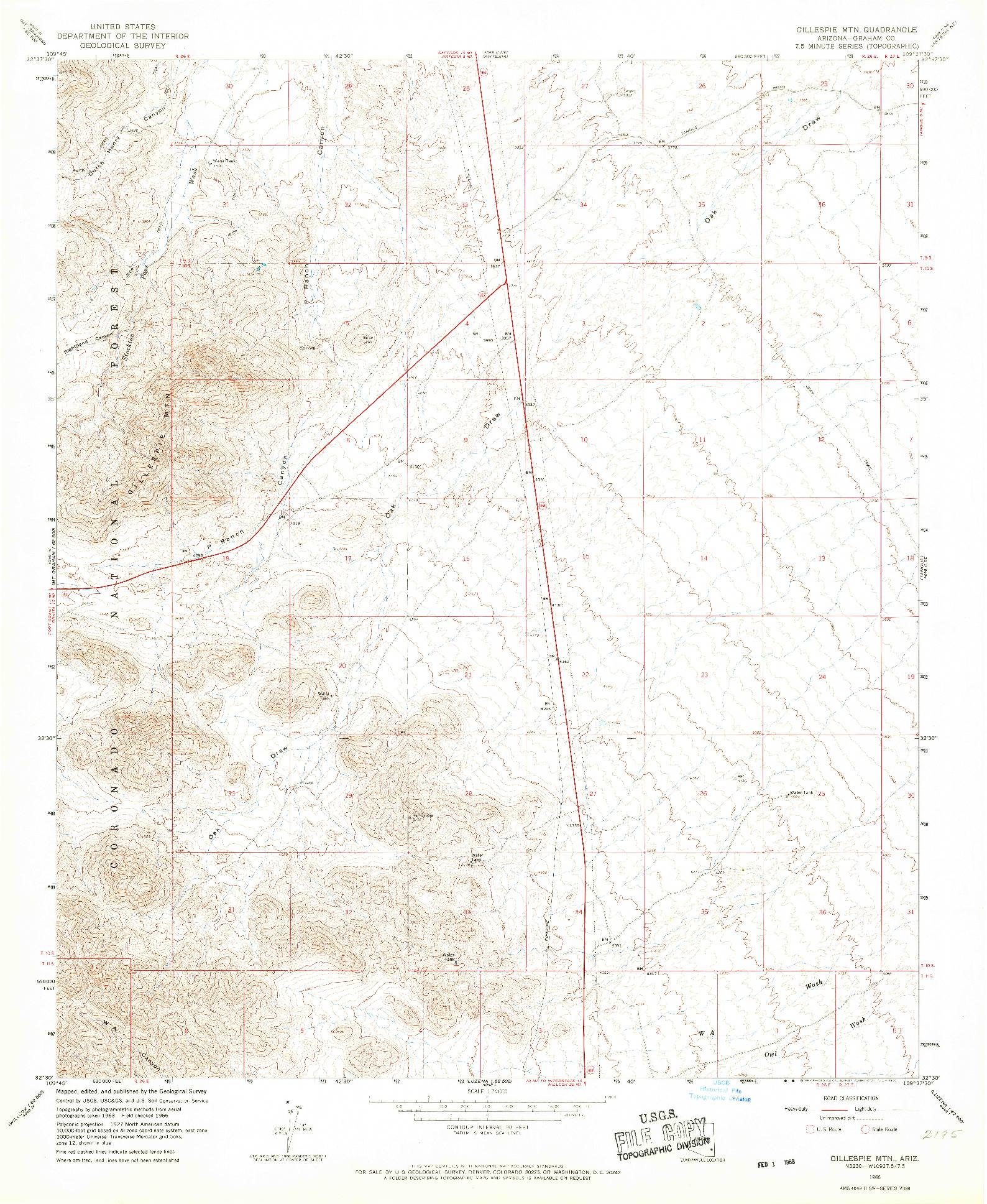 USGS 1:24000-SCALE QUADRANGLE FOR GILLESPIE MTN., AZ 1966