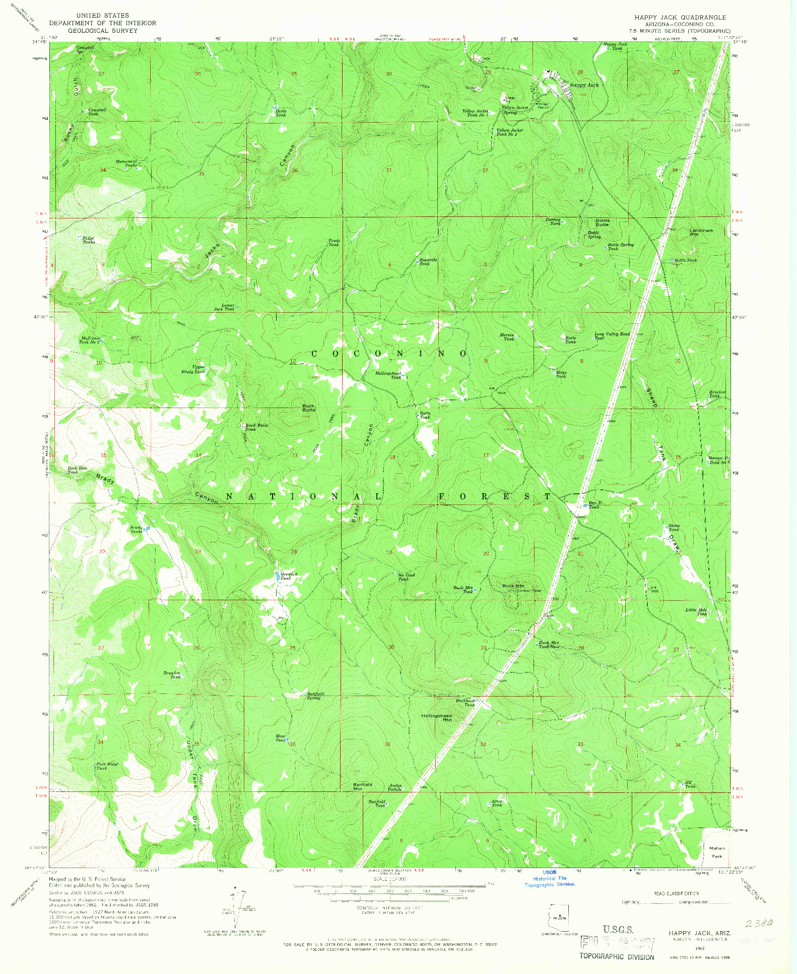 USGS 1:24000-SCALE QUADRANGLE FOR HAPPY JACK, AZ 1965