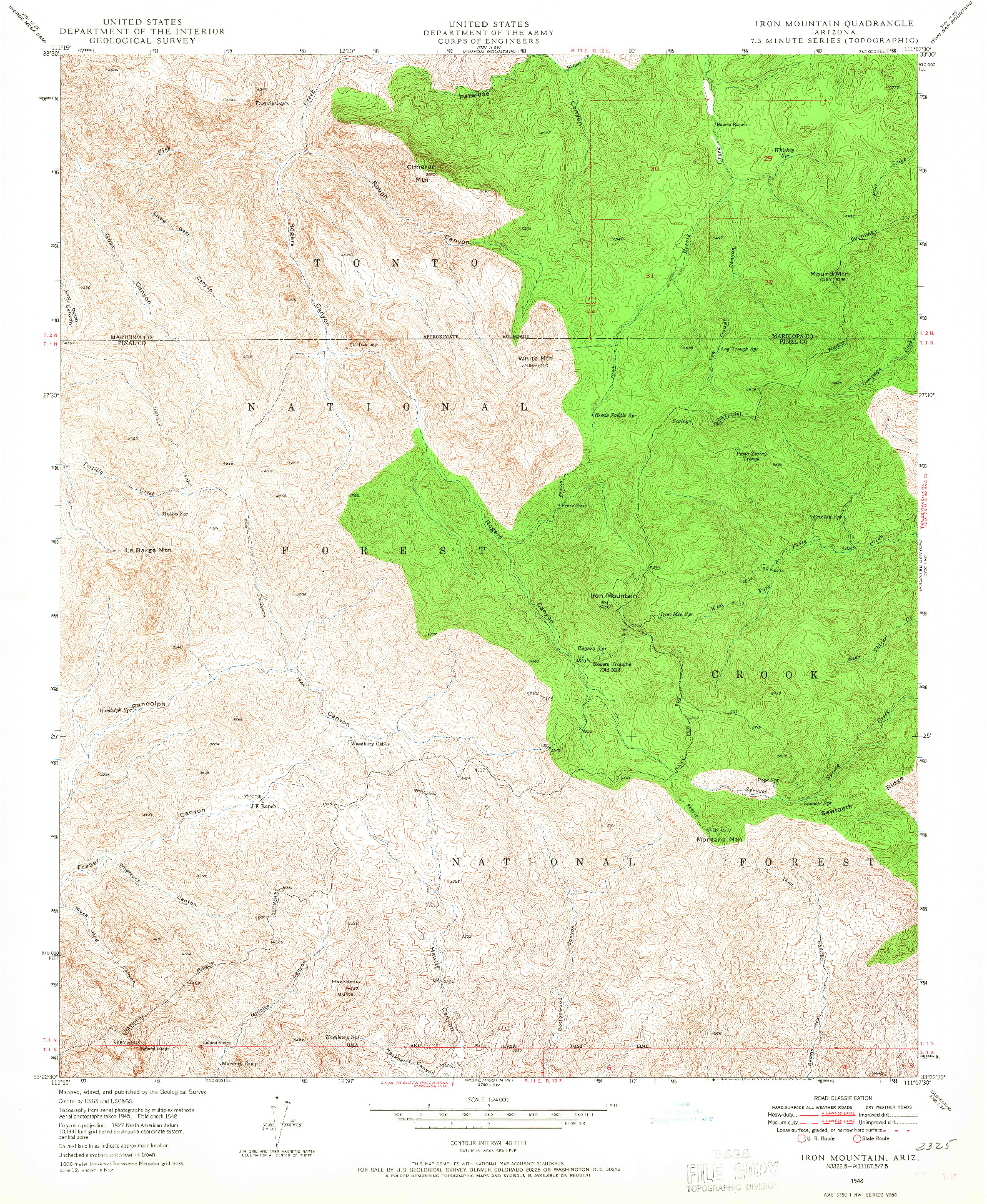 USGS 1:24000-SCALE QUADRANGLE FOR IRON MOUNTAIN, AZ 1948