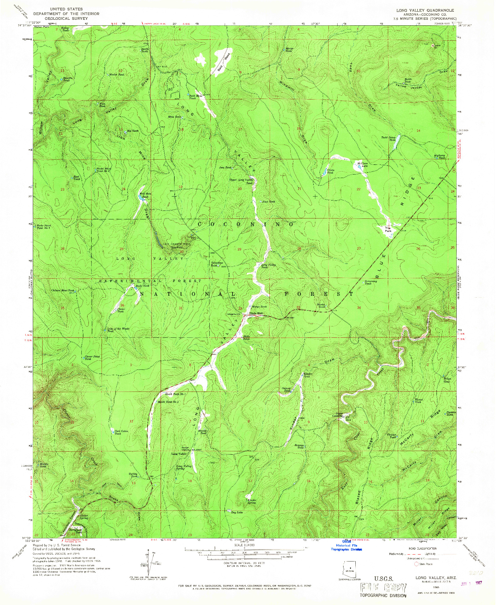 USGS 1:24000-SCALE QUADRANGLE FOR LONG VALLEY, AZ 1965