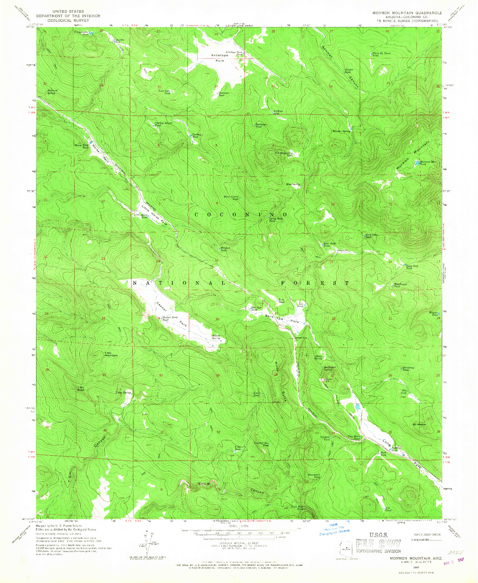 USGS 1:24000-SCALE QUADRANGLE FOR MORMON MOUNTAIN, AZ 1965