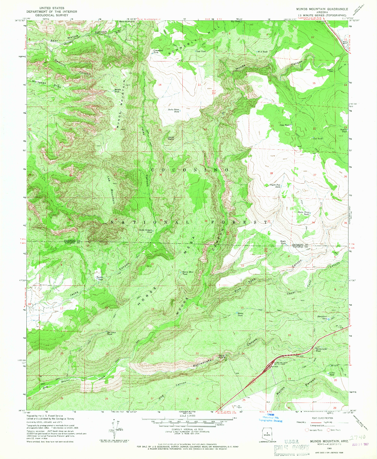 USGS 1:24000-SCALE QUADRANGLE FOR MUNDS MOUNTAIN, AZ 1965