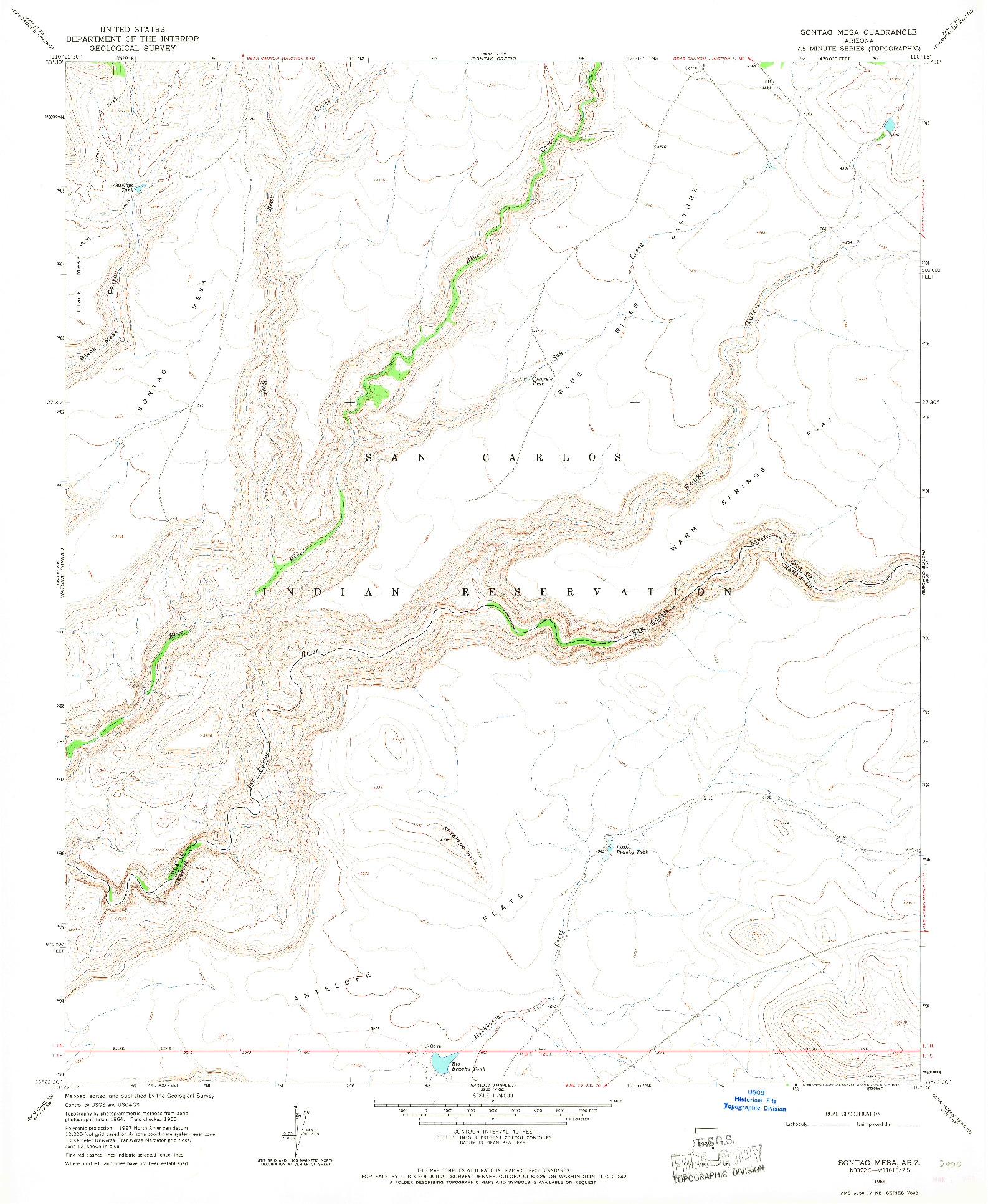 USGS 1:24000-SCALE QUADRANGLE FOR SONTAG MESA, AZ 1965