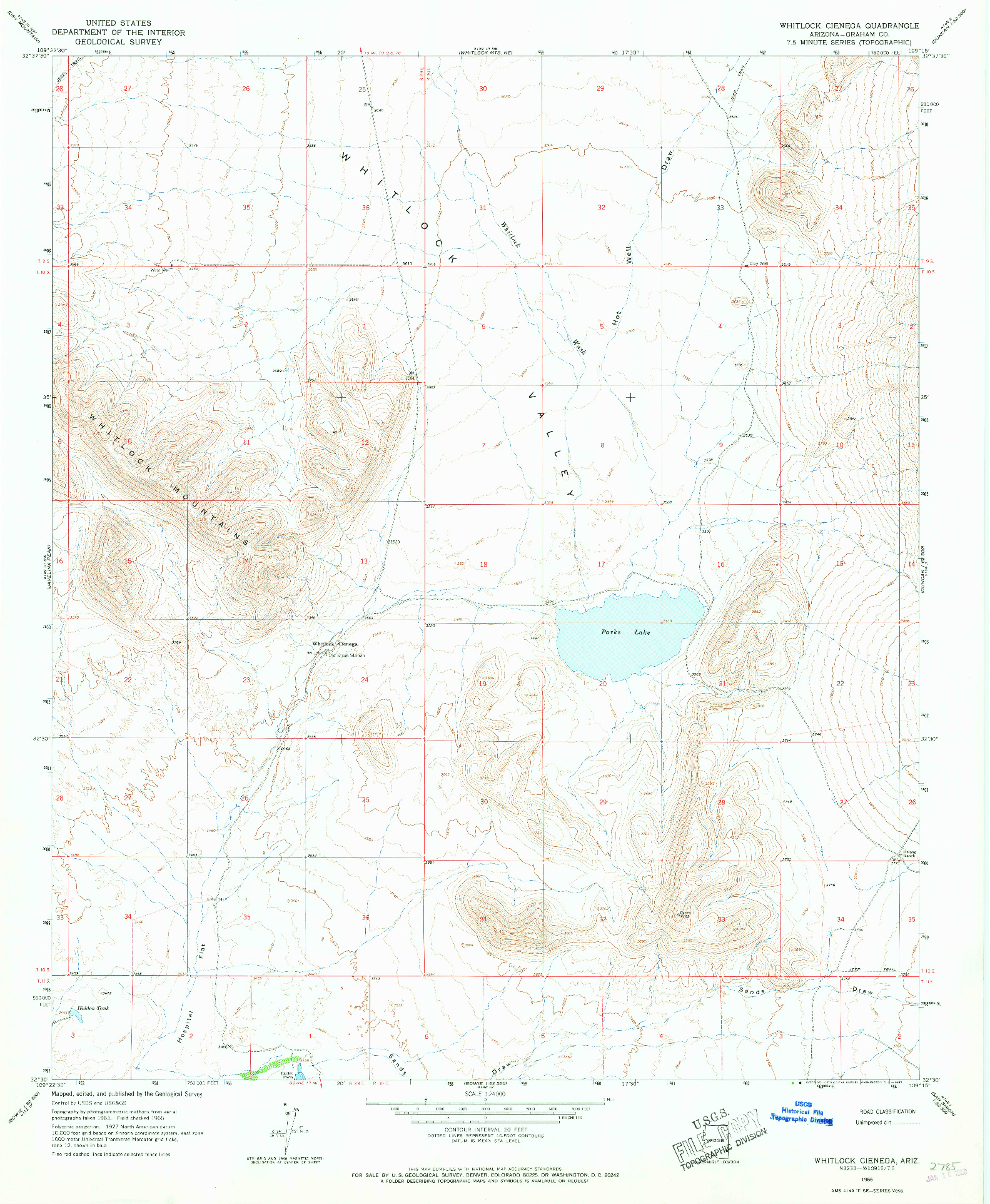 USGS 1:24000-SCALE QUADRANGLE FOR WHITLOCK CIENEGA, AZ 1966