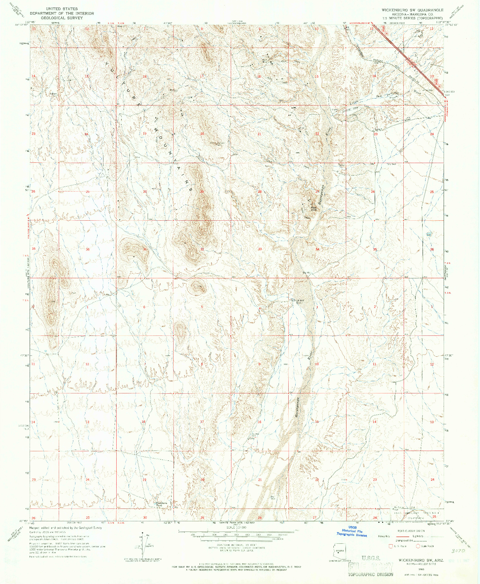 USGS 1:24000-SCALE QUADRANGLE FOR WICKENBURG SW, AZ 1965