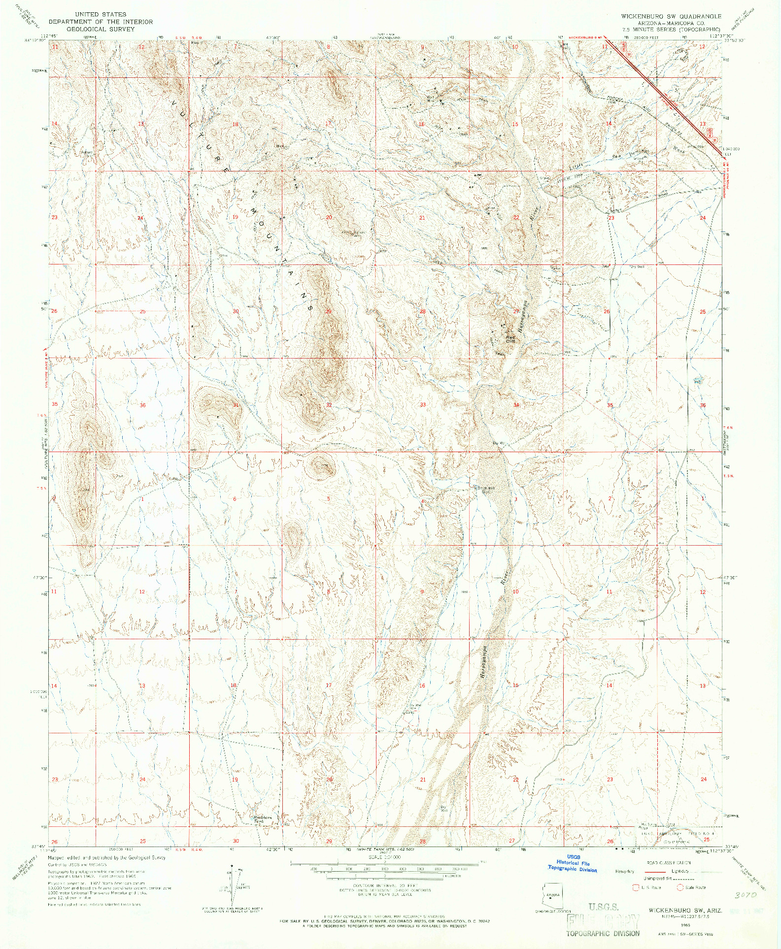 USGS 1:24000-SCALE QUADRANGLE FOR WICKENBURG SW, AZ 1965