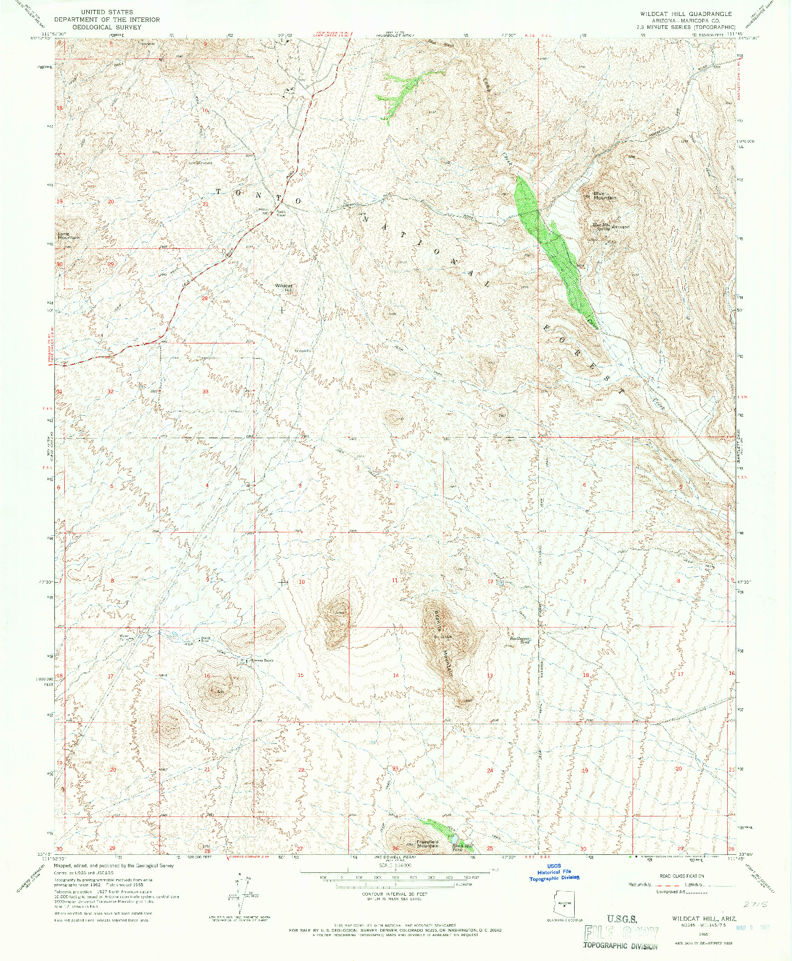 USGS 1:24000-SCALE QUADRANGLE FOR WILDCAT HILL, AZ 1965