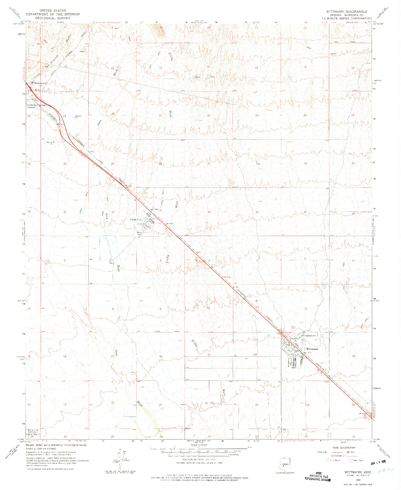 USGS 1:24000-SCALE QUADRANGLE FOR WITTMANN, AZ 1965