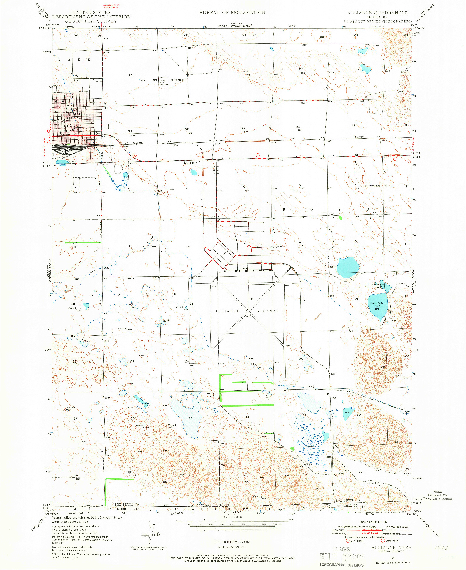 USGS 1:24000-SCALE QUADRANGLE FOR ALLIANCE, NE 1947