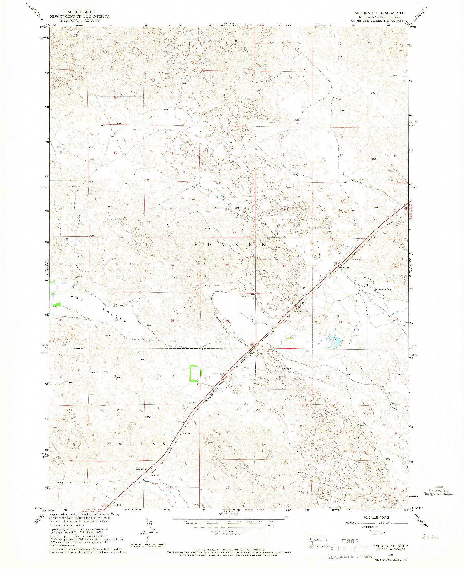 USGS 1:24000-SCALE QUADRANGLE FOR ANGORA NE, NE 1965