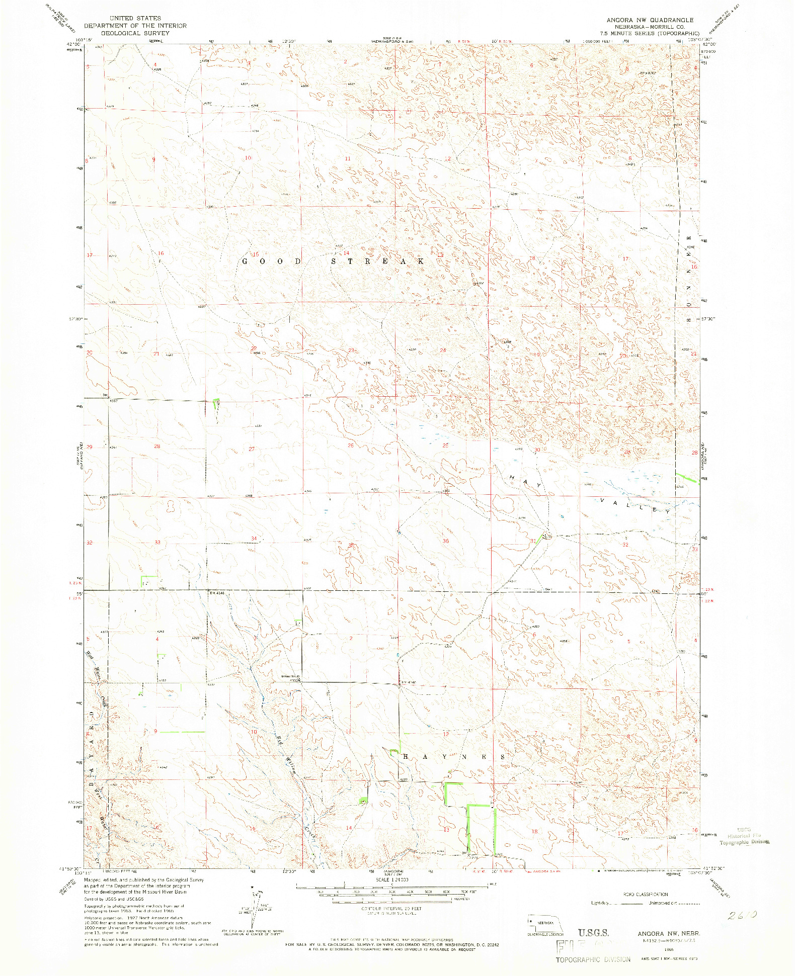 USGS 1:24000-SCALE QUADRANGLE FOR ANGORA NW, NE 1965