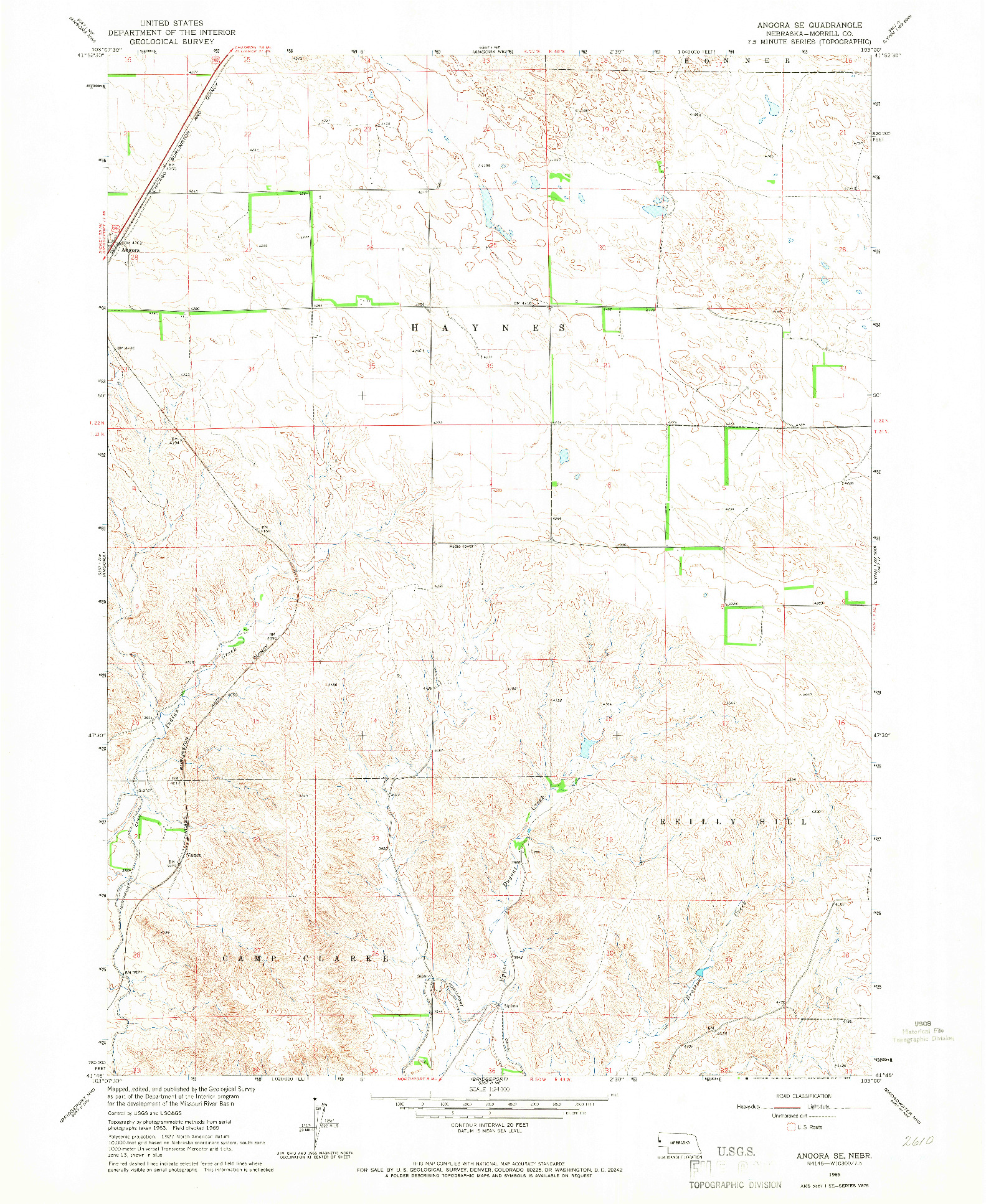 USGS 1:24000-SCALE QUADRANGLE FOR ANGORA SE, NE 1965