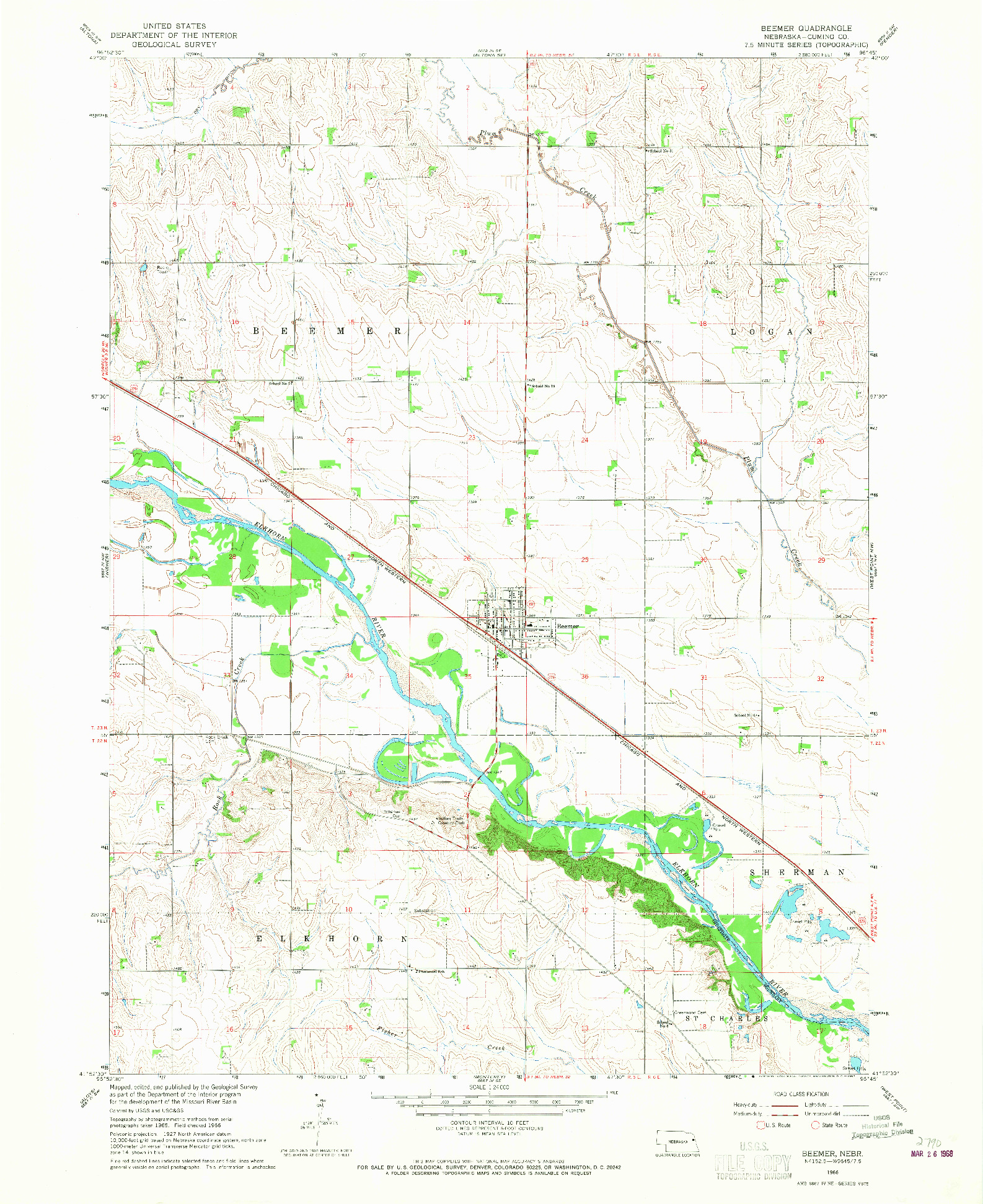 USGS 1:24000-SCALE QUADRANGLE FOR BEEMER, NE 1966