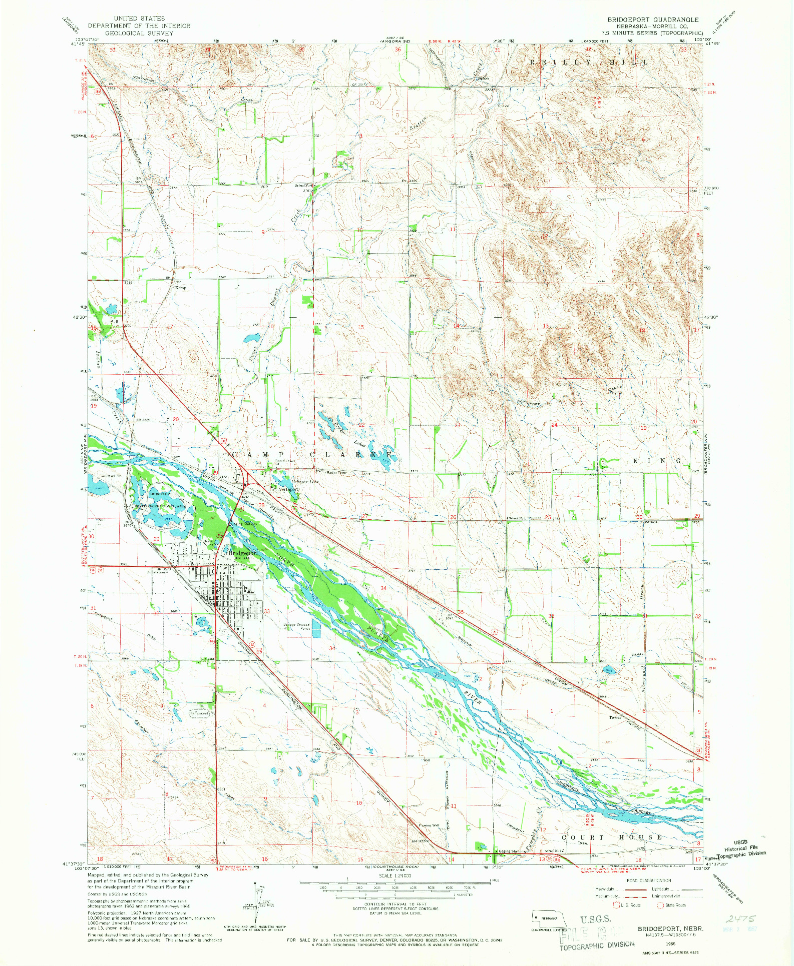 USGS 1:24000-SCALE QUADRANGLE FOR BRIDGEPORT, NE 1965