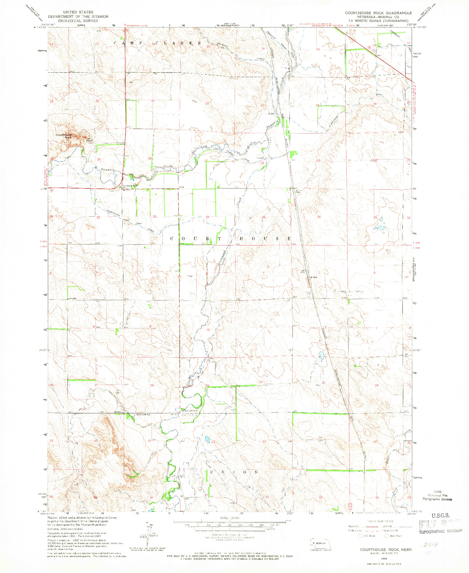 USGS 1:24000-SCALE QUADRANGLE FOR COURTHOUSE ROCK, NE 1965