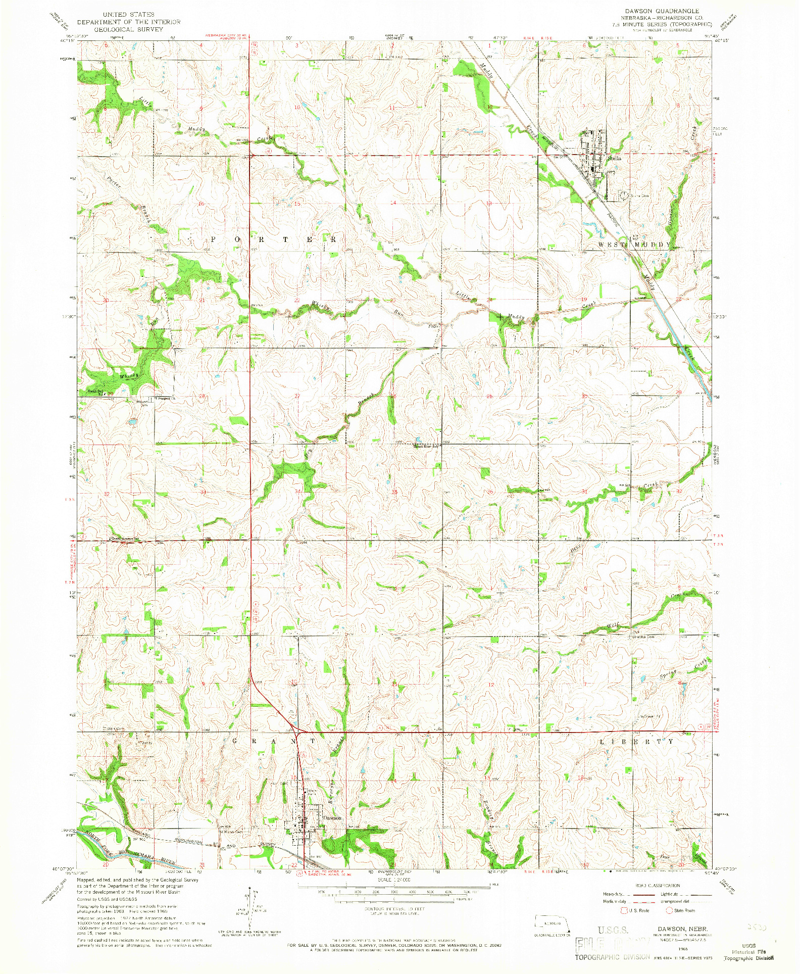 USGS 1:24000-SCALE QUADRANGLE FOR DAWSON, NE 1965