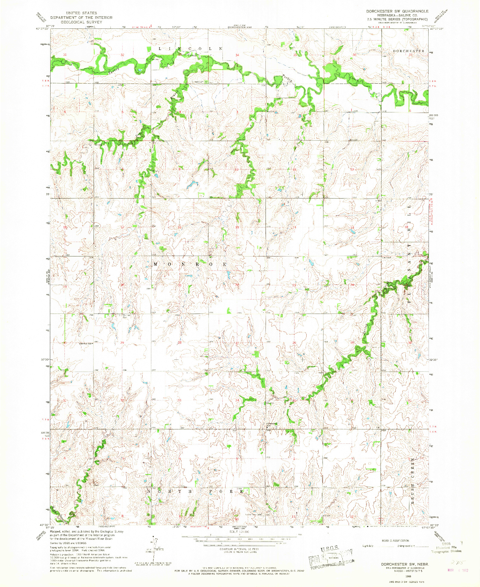 USGS 1:24000-SCALE QUADRANGLE FOR DORCHESTER SW, NE 1966