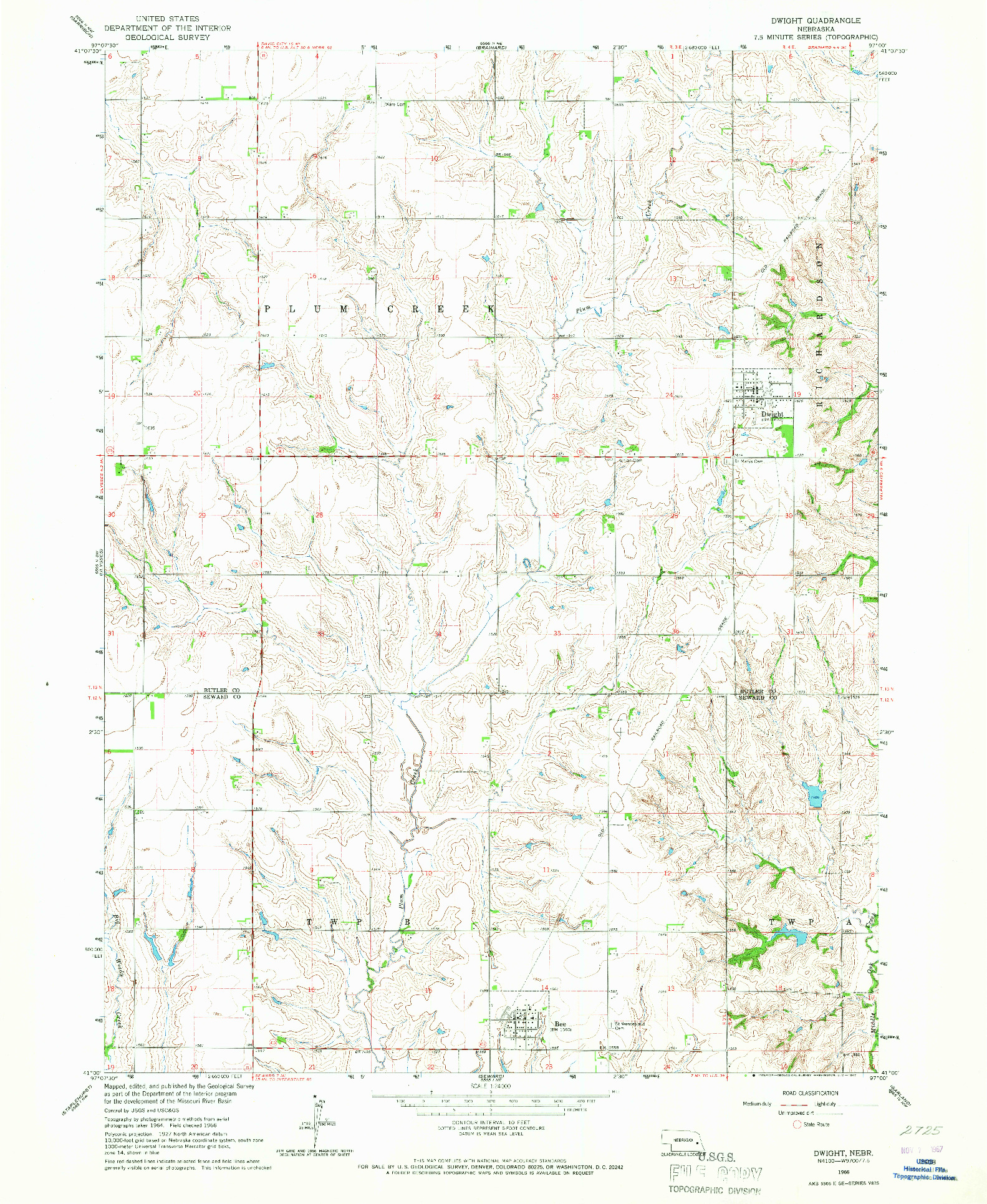 USGS 1:24000-SCALE QUADRANGLE FOR DWIGHT, NE 1966