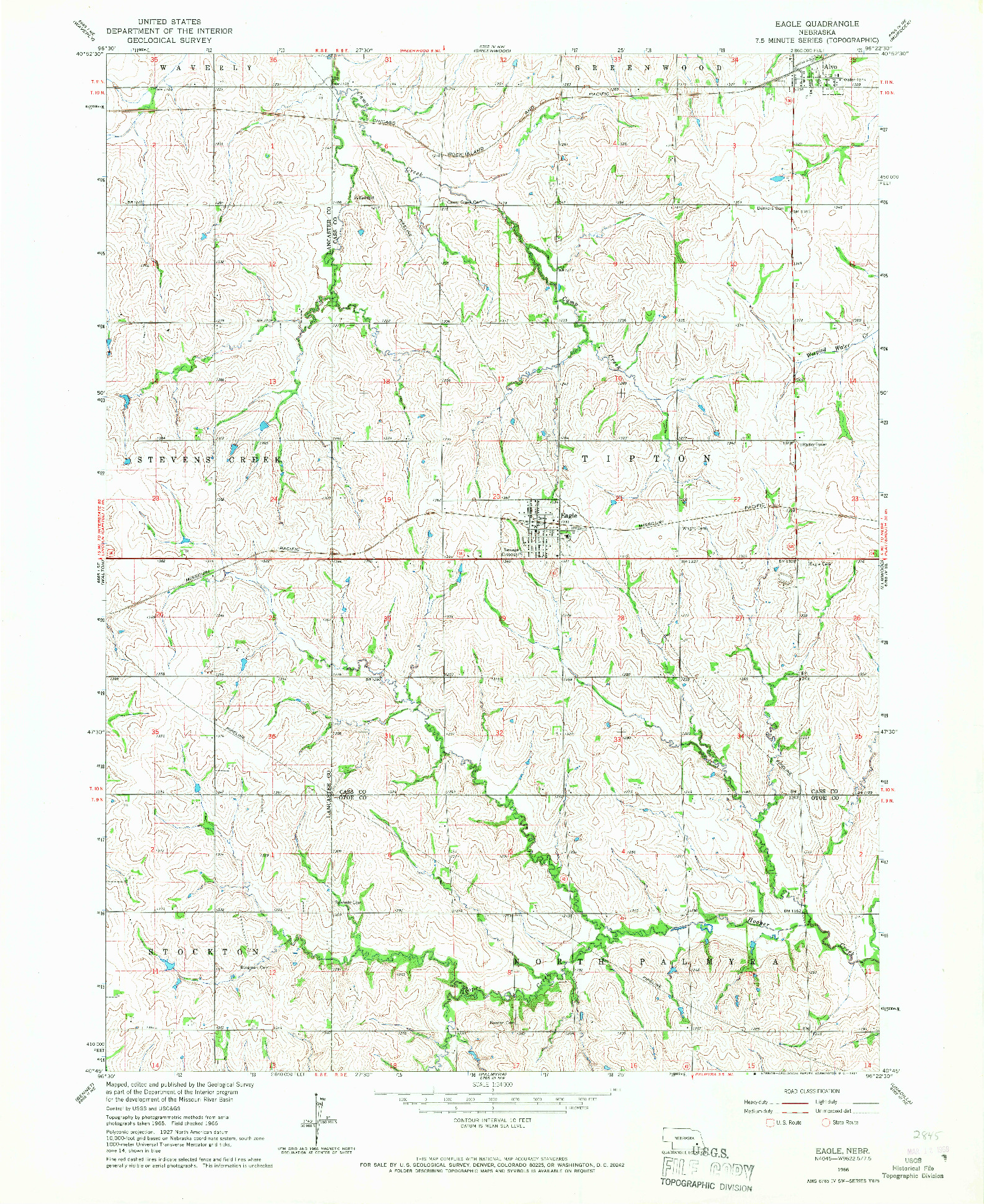 USGS 1:24000-SCALE QUADRANGLE FOR EAGLE, NE 1966