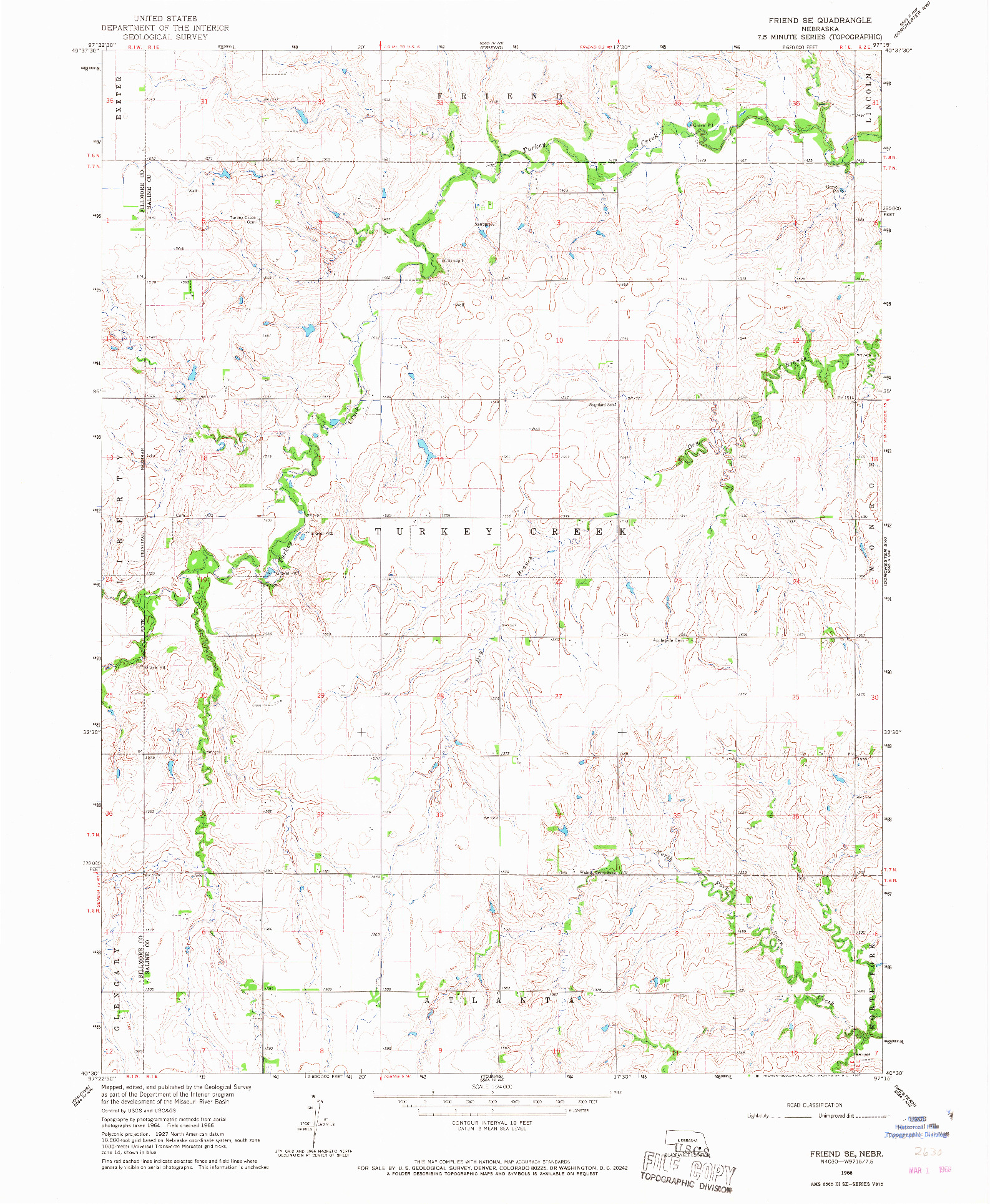 USGS 1:24000-SCALE QUADRANGLE FOR FRIEND SE, NE 1966