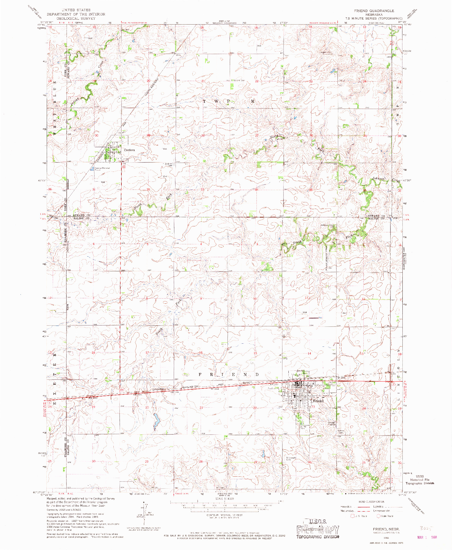 USGS 1:24000-SCALE QUADRANGLE FOR FRIEND, NE 1966