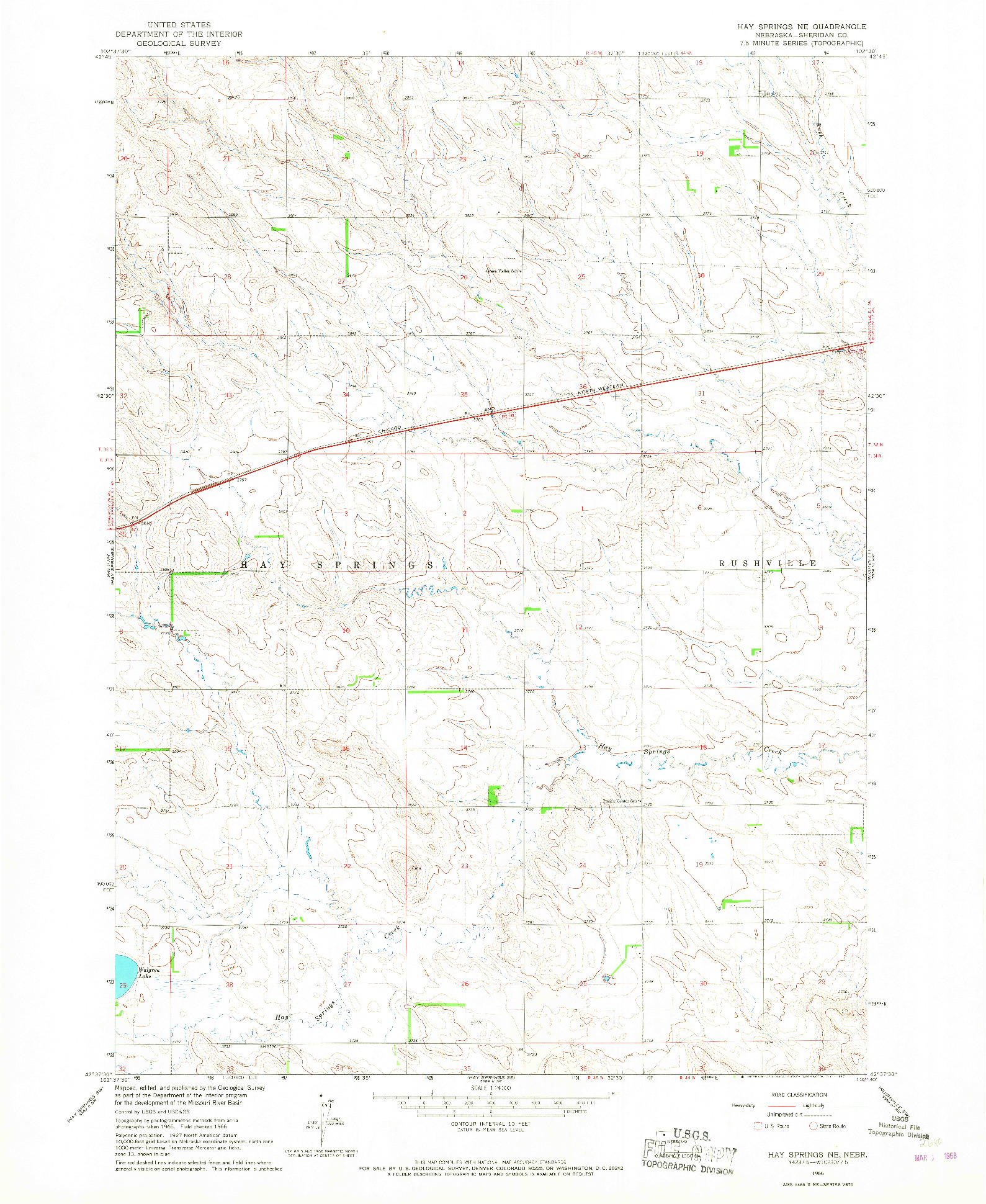 USGS 1:24000-SCALE QUADRANGLE FOR HAY SPRINGS NE, NE 1966