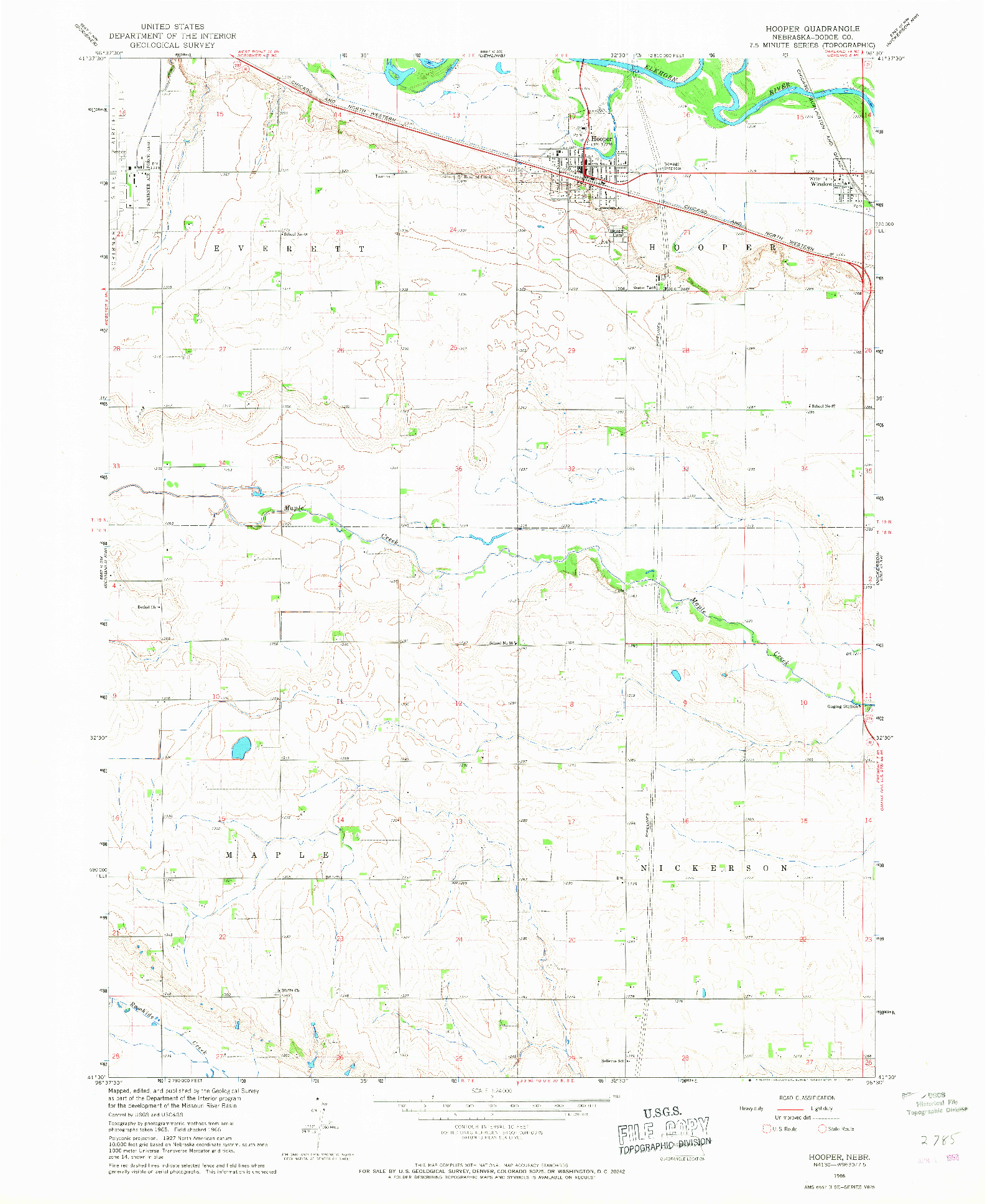 USGS 1:24000-SCALE QUADRANGLE FOR HOOPER, NE 1966