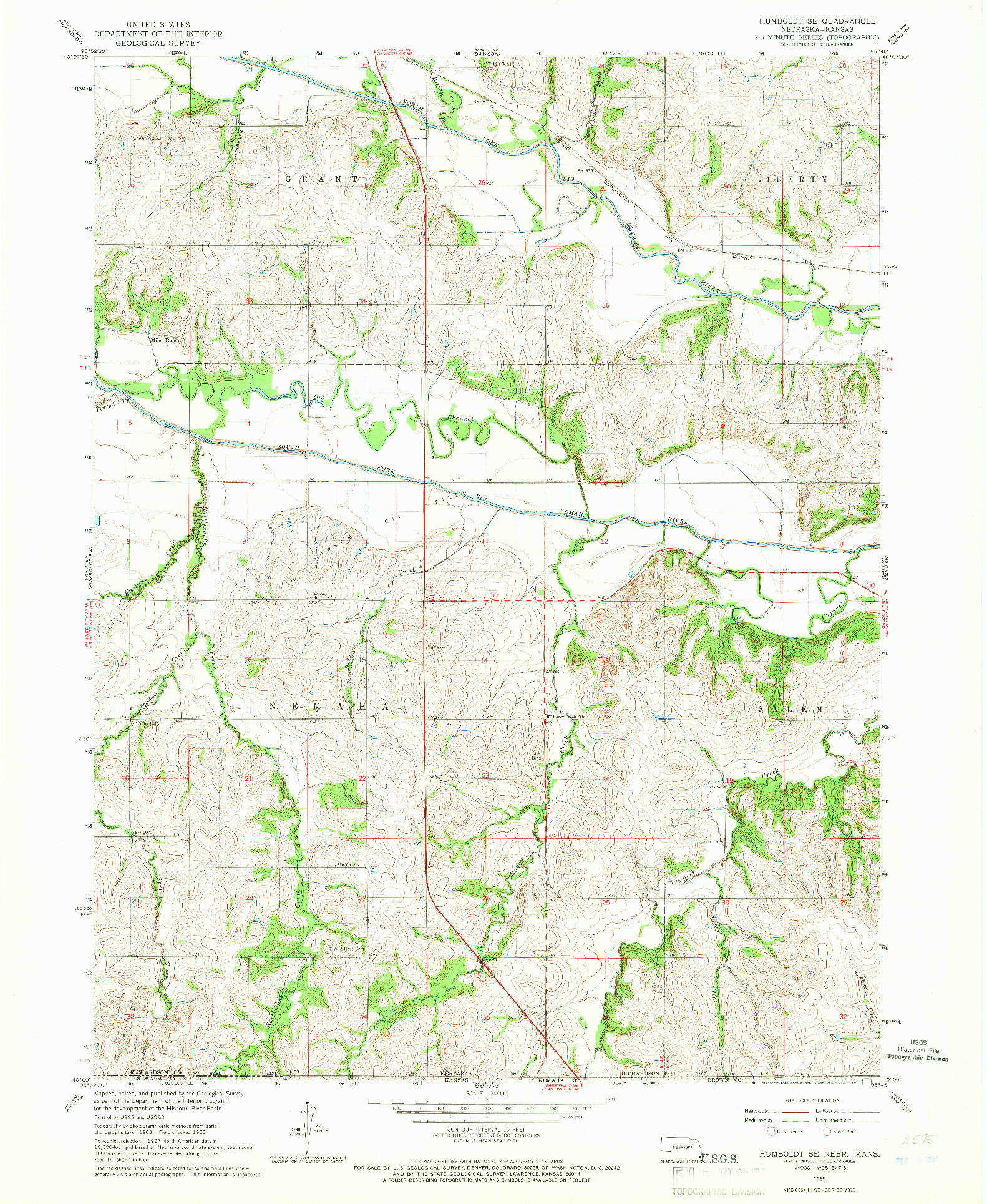 USGS 1:24000-SCALE QUADRANGLE FOR HUMBOLDT SE, NE 1965