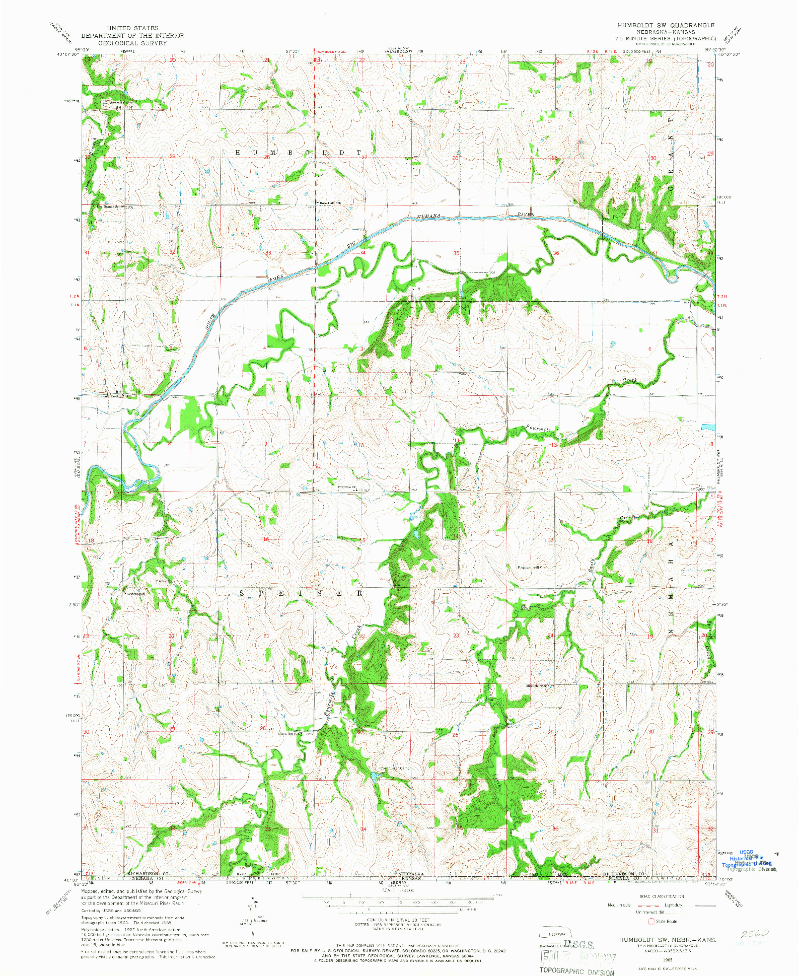 USGS 1:24000-SCALE QUADRANGLE FOR HUMBOLDT SW, NE 1965