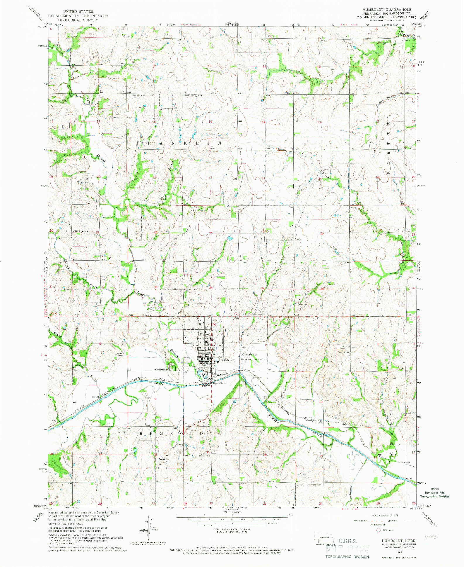 USGS 1:24000-SCALE QUADRANGLE FOR HUMBOLDT, NE 1965