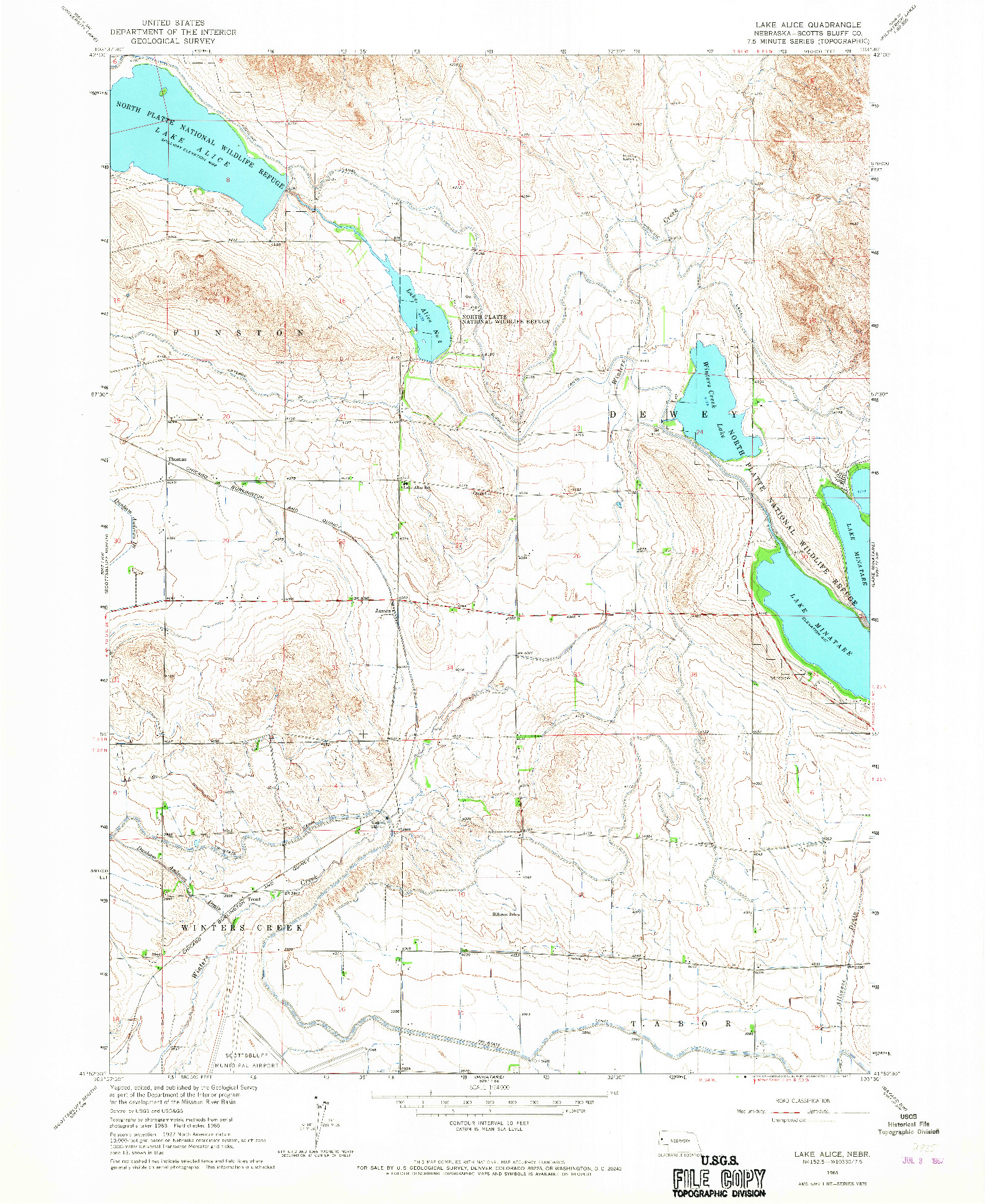 USGS 1:24000-SCALE QUADRANGLE FOR LAKE ALICE, NE 1965