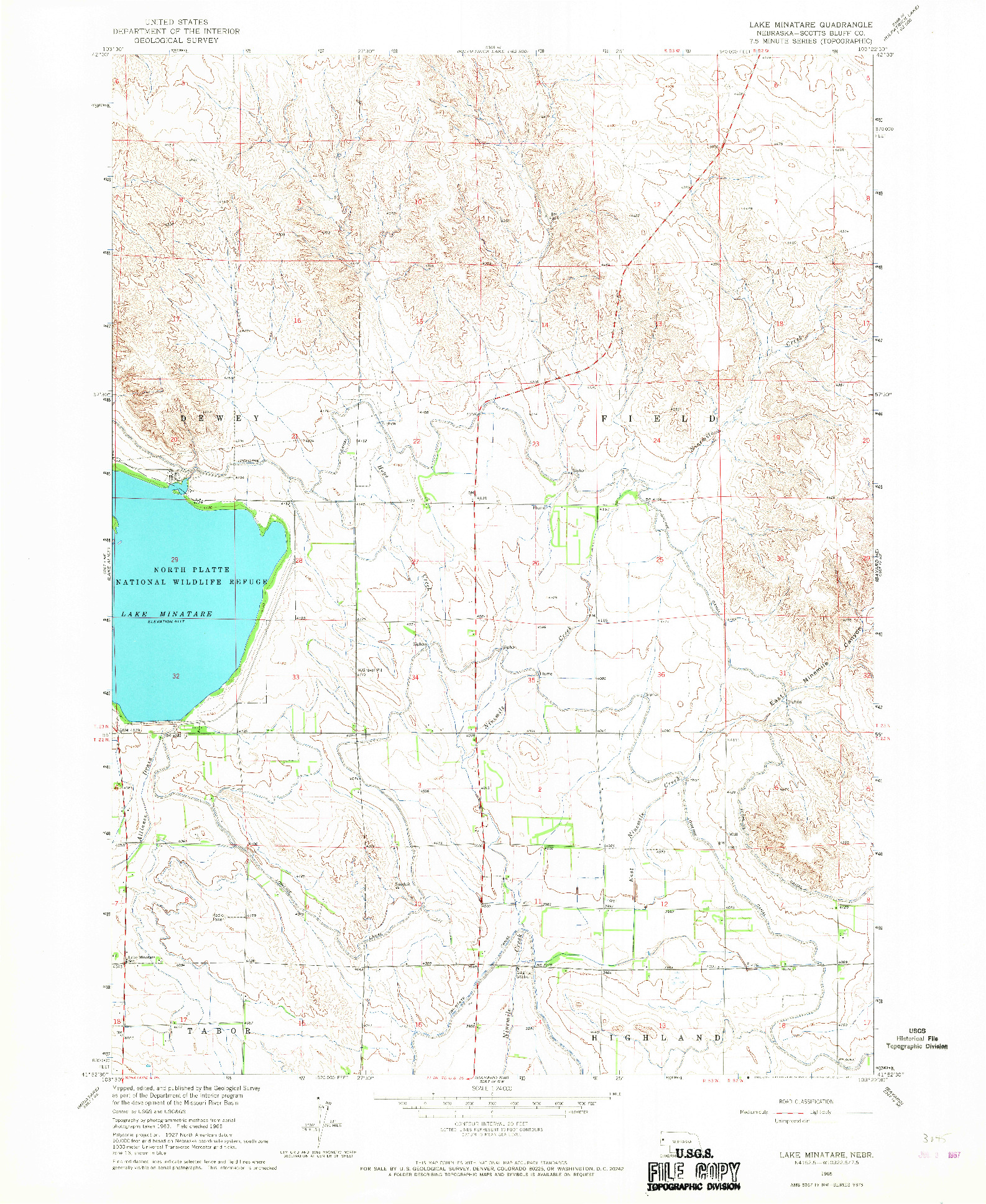 USGS 1:24000-SCALE QUADRANGLE FOR LAKE MINATARE, NE 1965